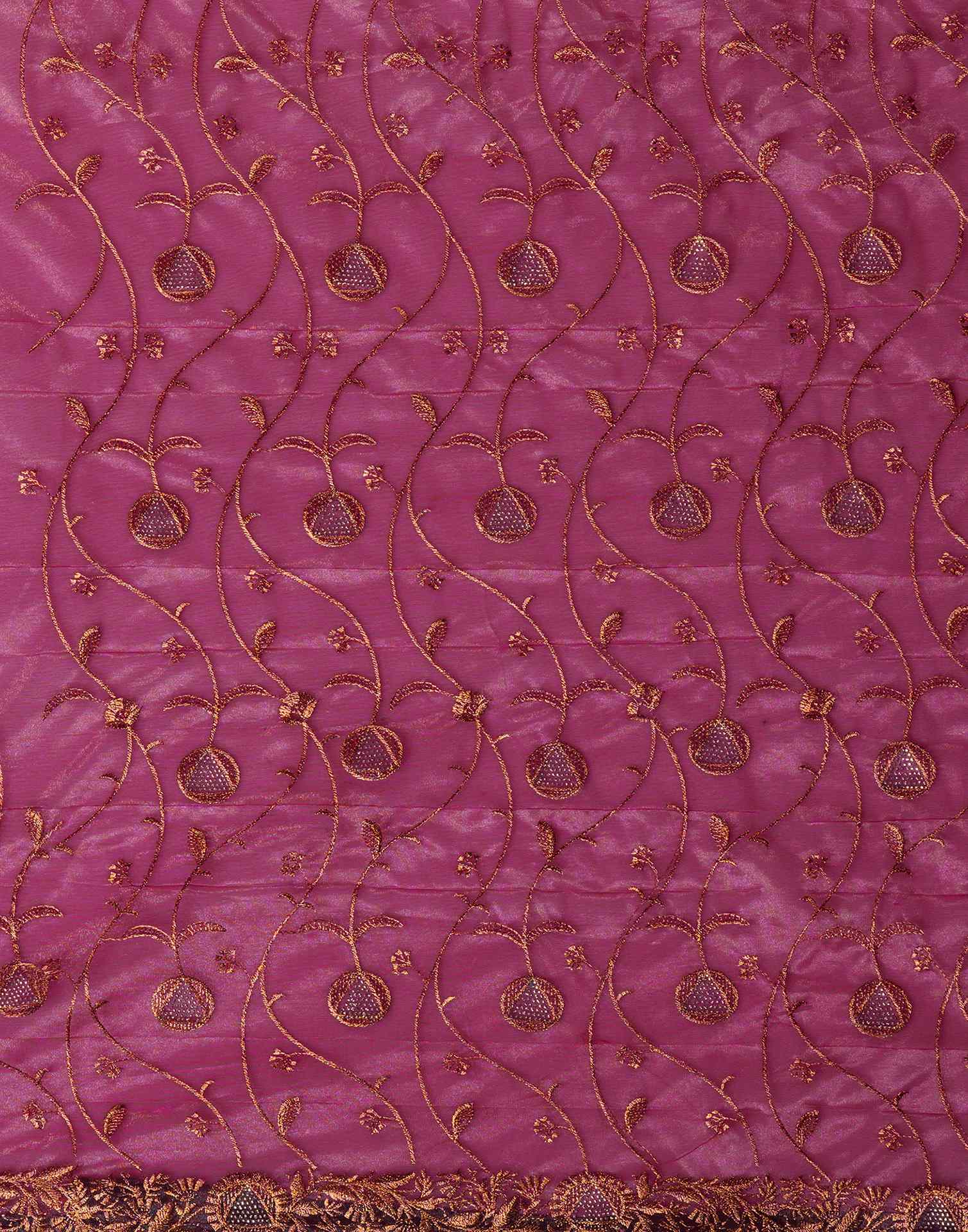 Magenta Shimmer Embroidery Saree