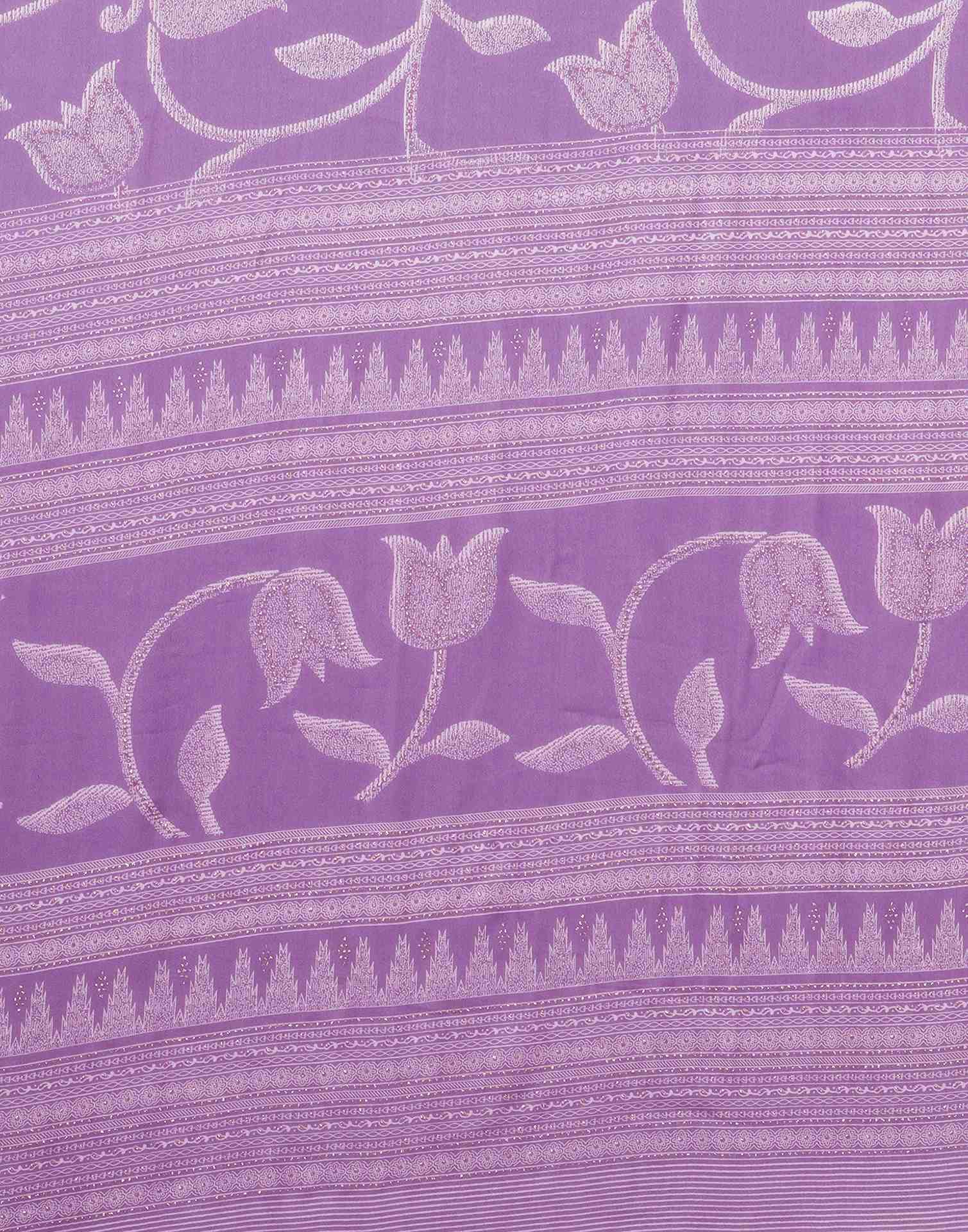 Dusty Lavender Georgette Printed Saree