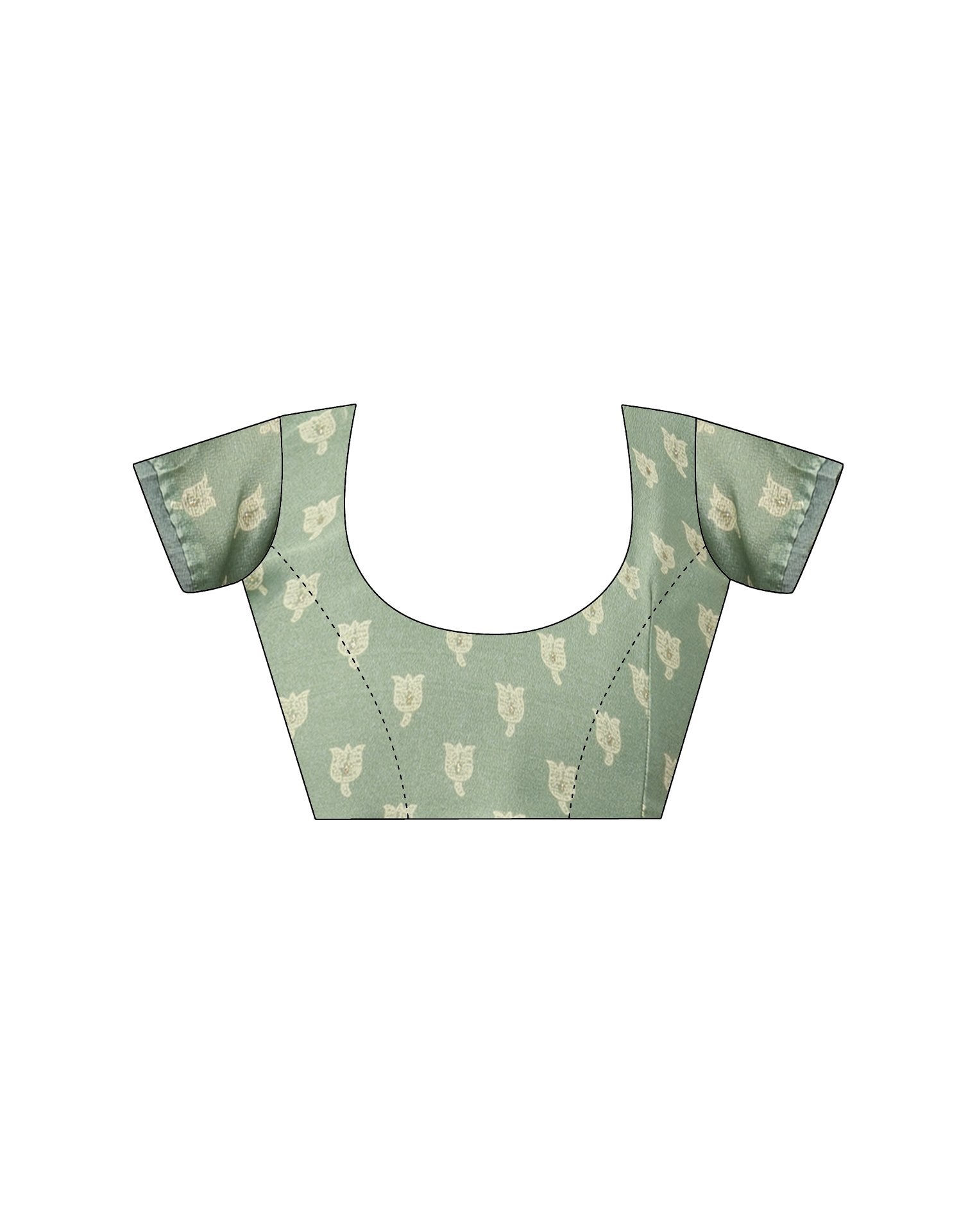 Sea Green Georgette Printed Saree