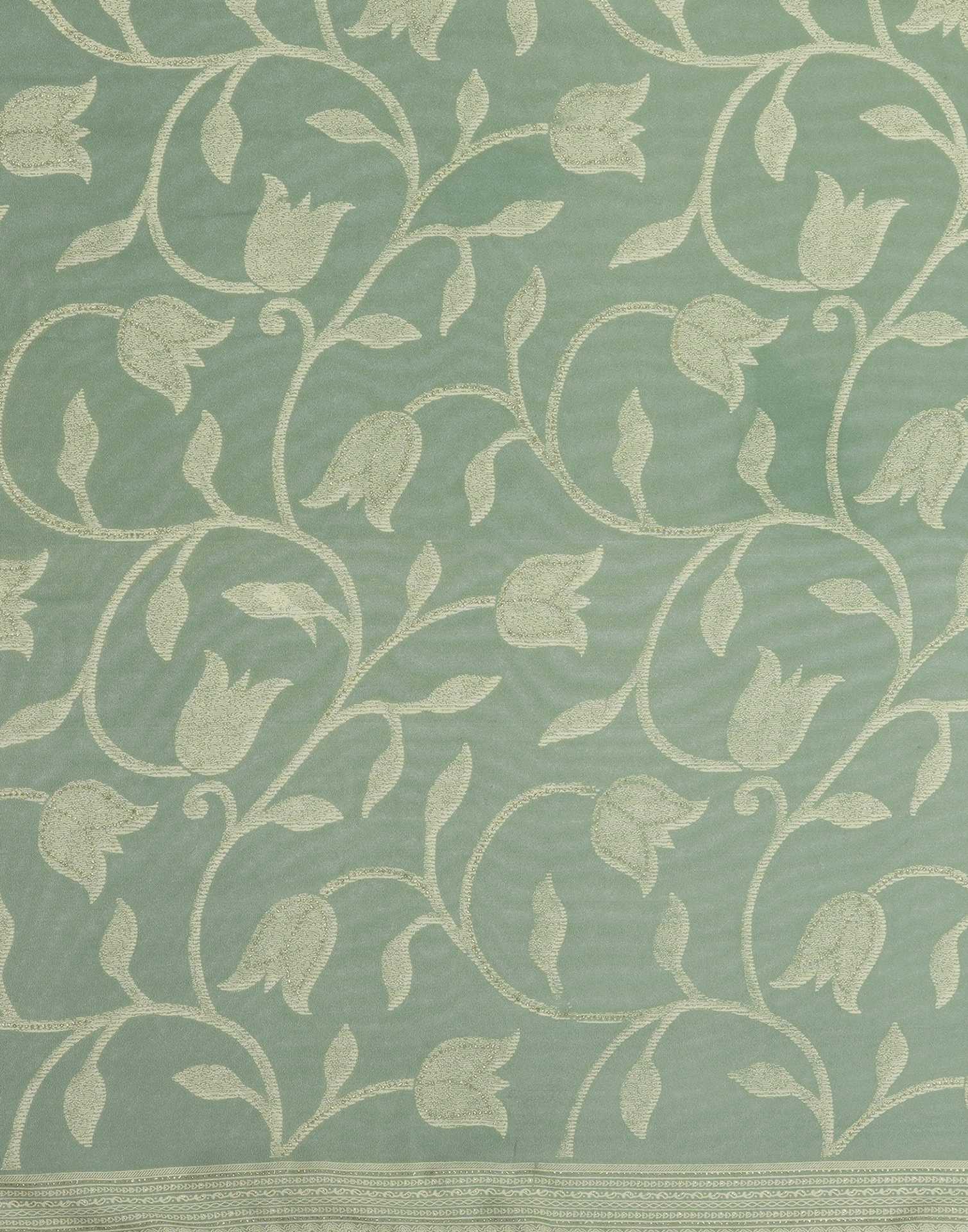Sea Green Georgette Printed Saree