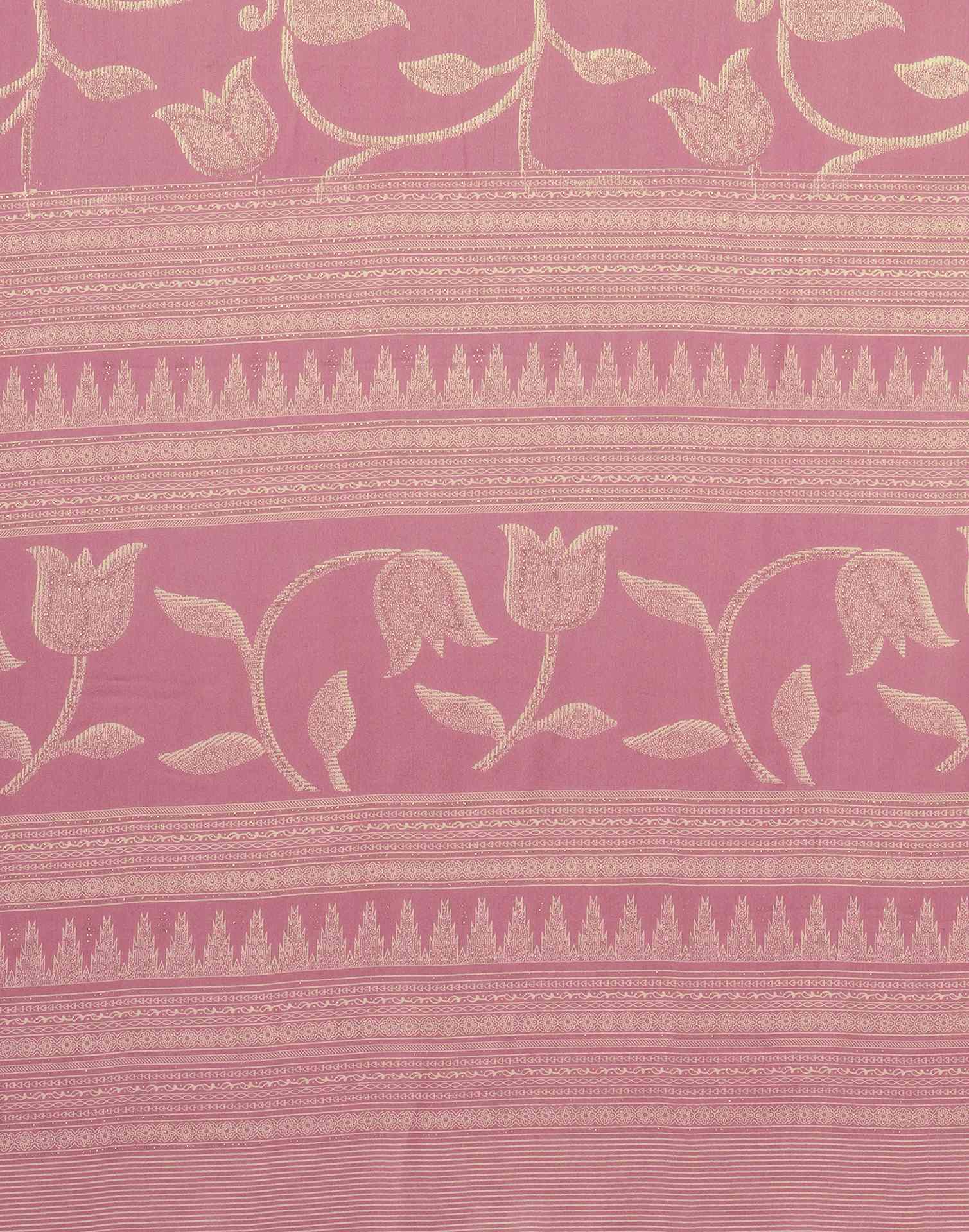 Rose Pink Georgette Printed Saree