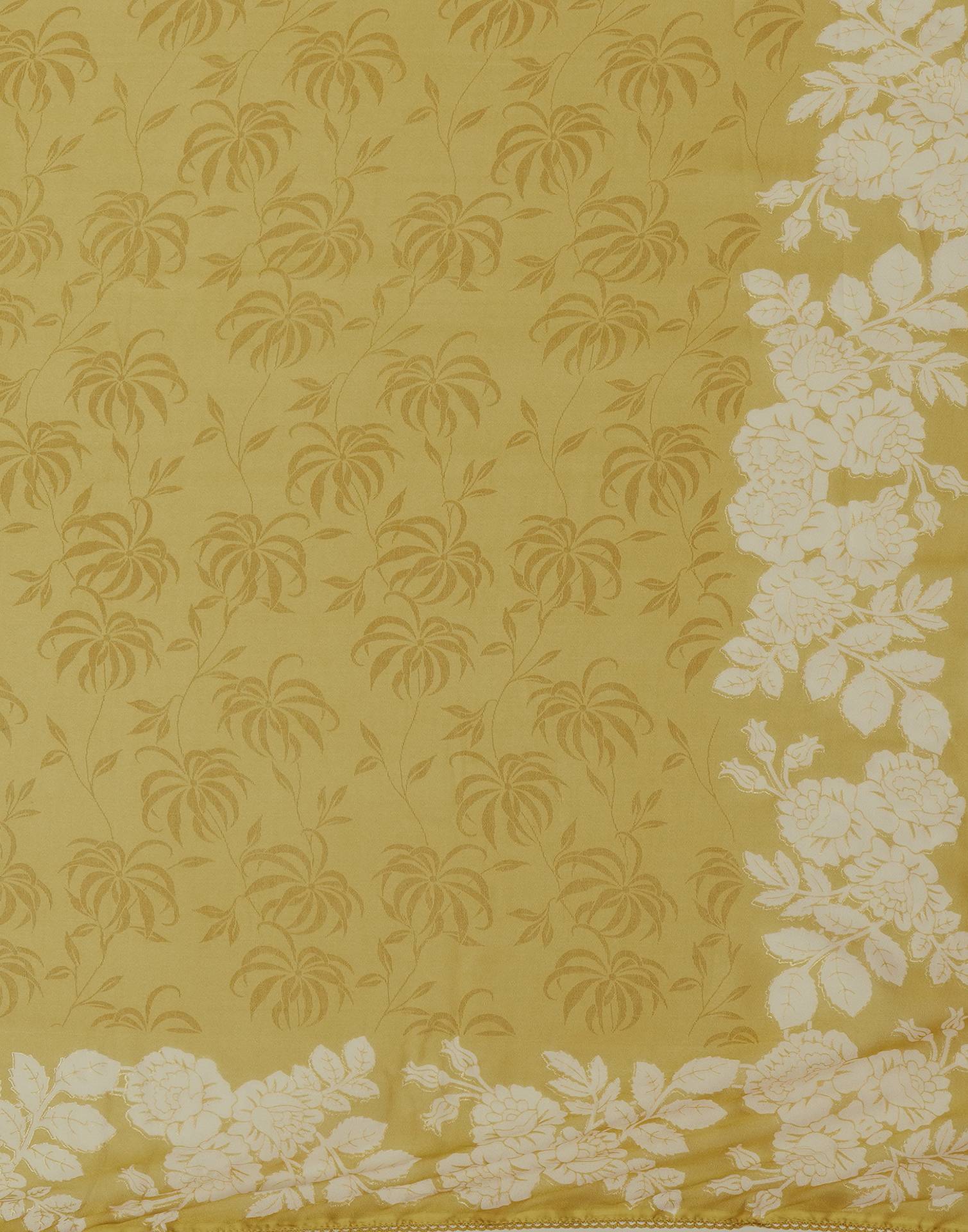 Yellow Georgette Printed Saree