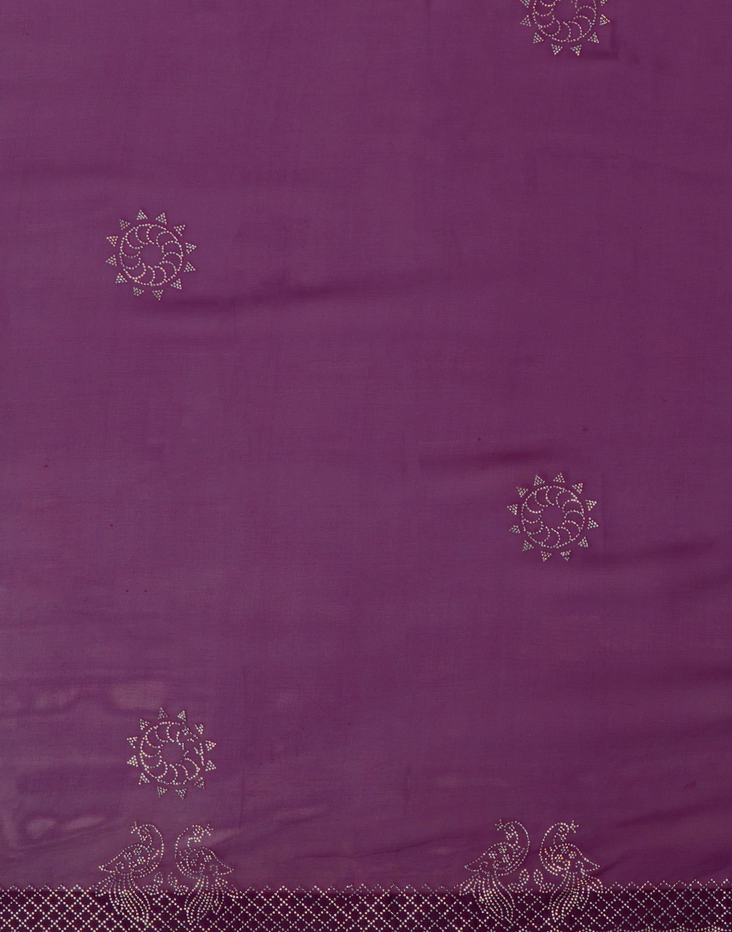 Dark Purple Georgette Stone Work Swarovski Saree