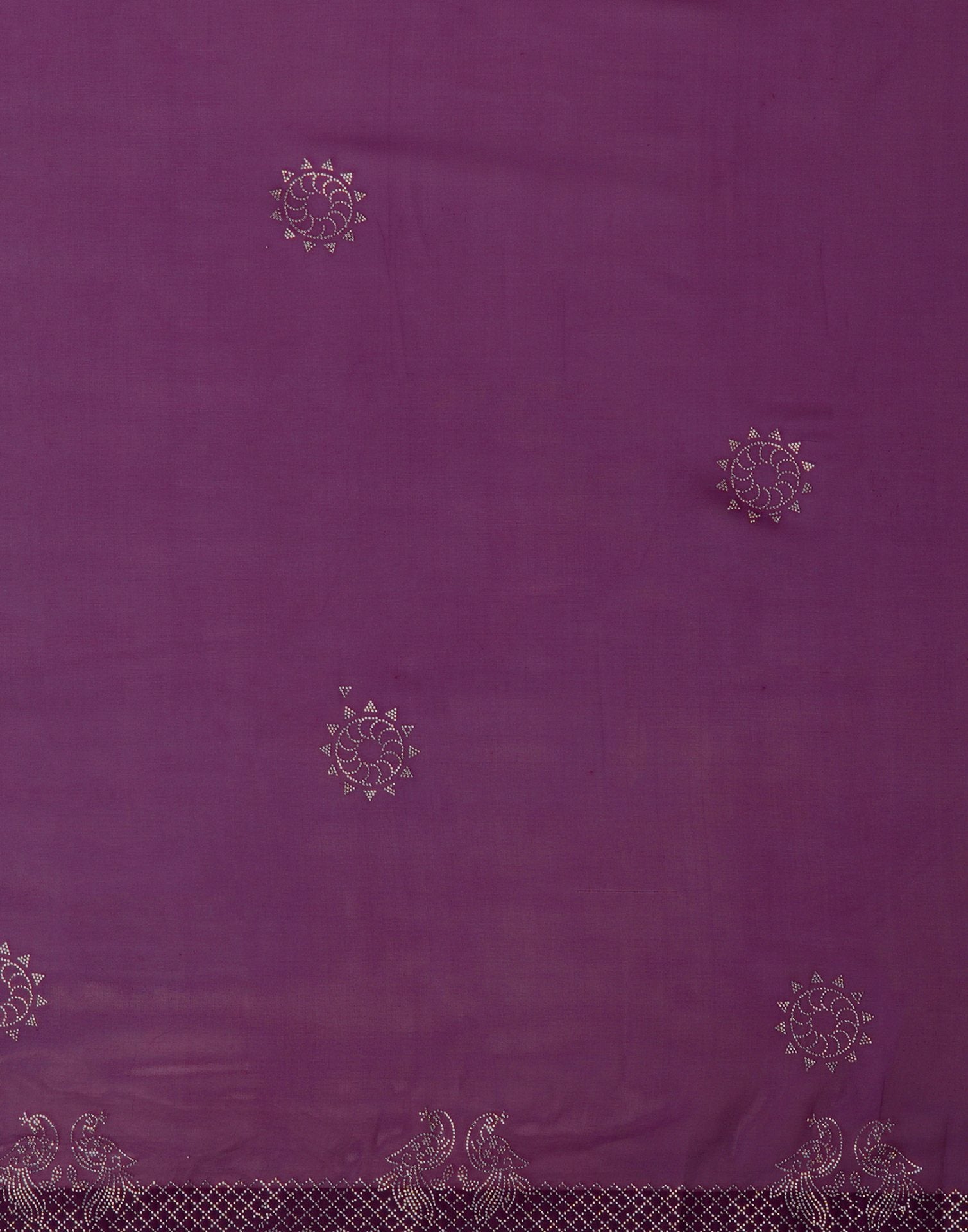 Dark Purple Georgette Stone Work Swarovski Saree
