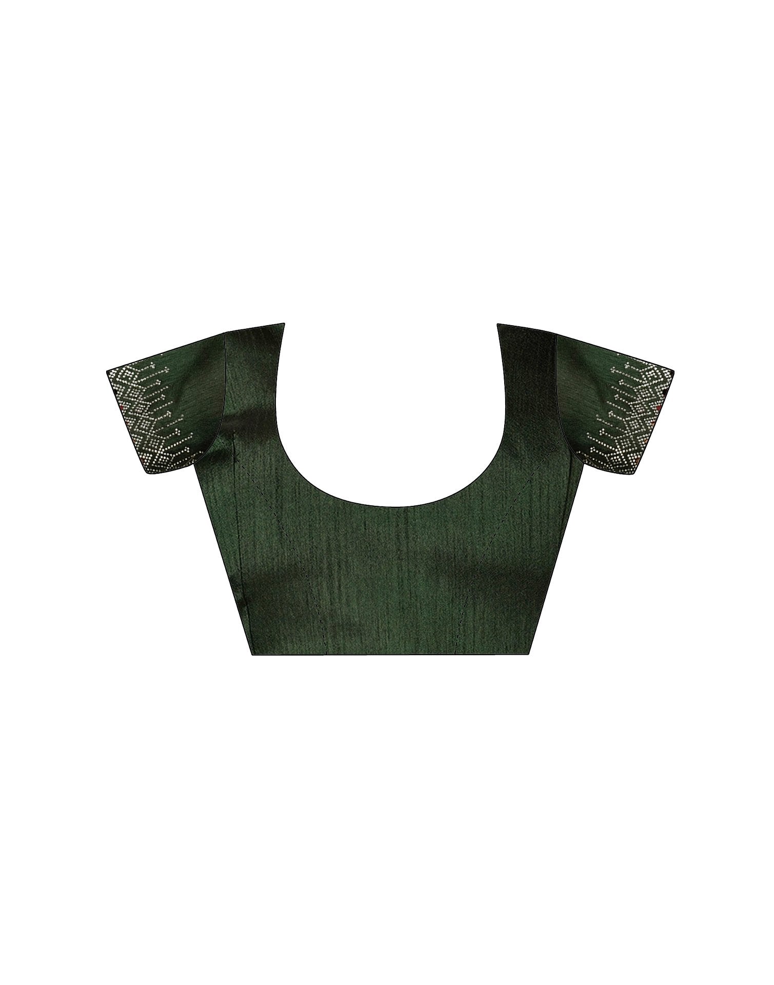 Dark Green Georgette Stone Work Swarovski Saree