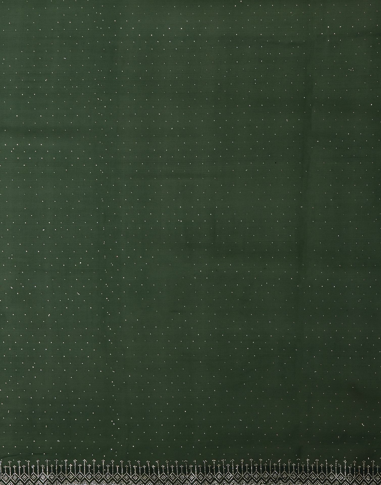 Dark Green Georgette Stone Work Swarovski Saree