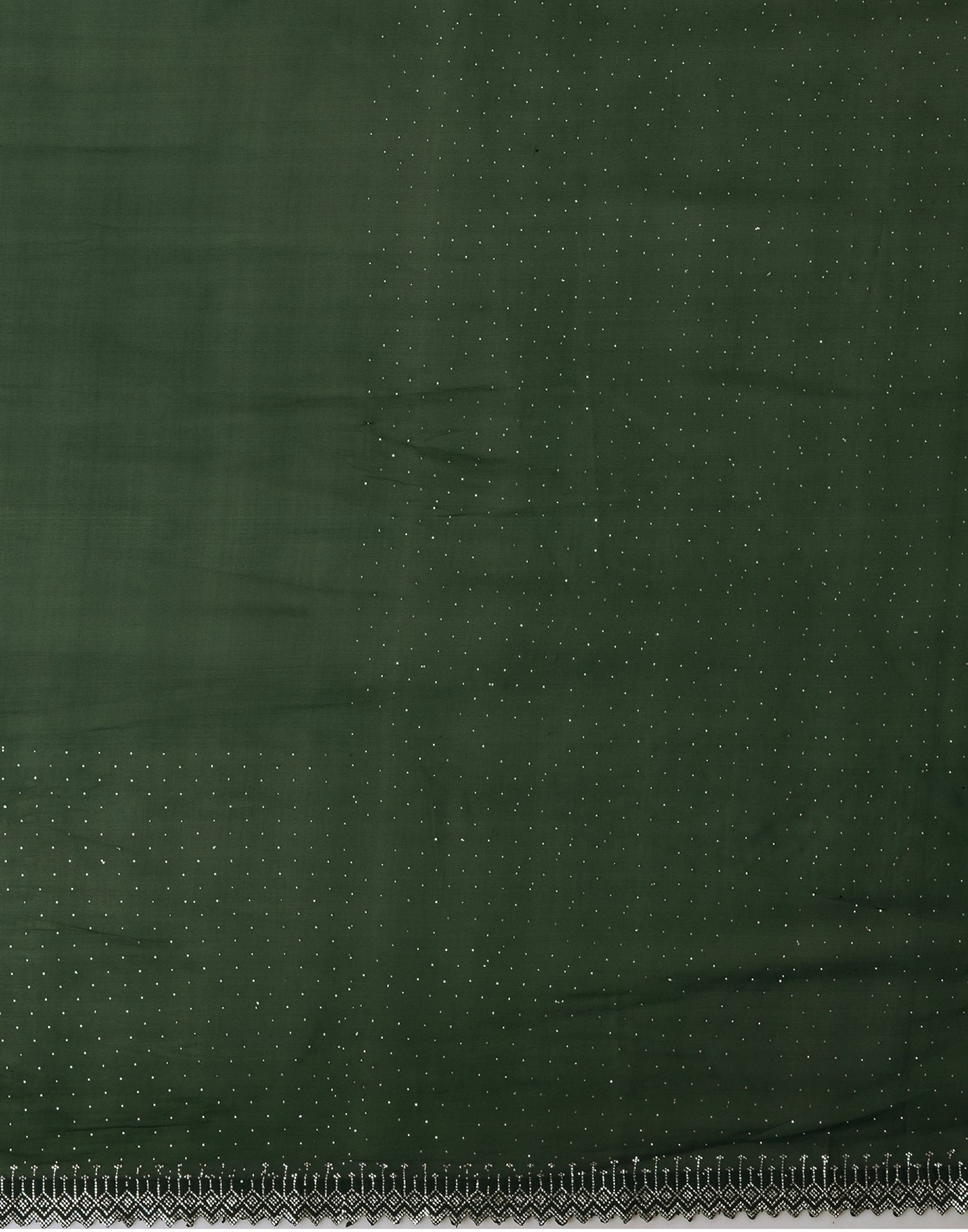 Dark Green Georgette Stone Work Swarovski Saree
