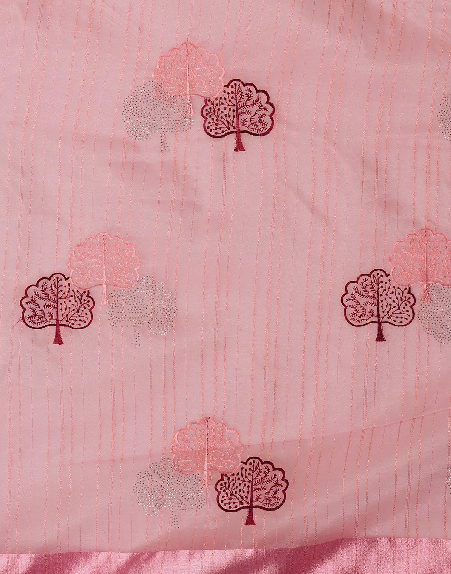 Pink Organza Embroidery Saree