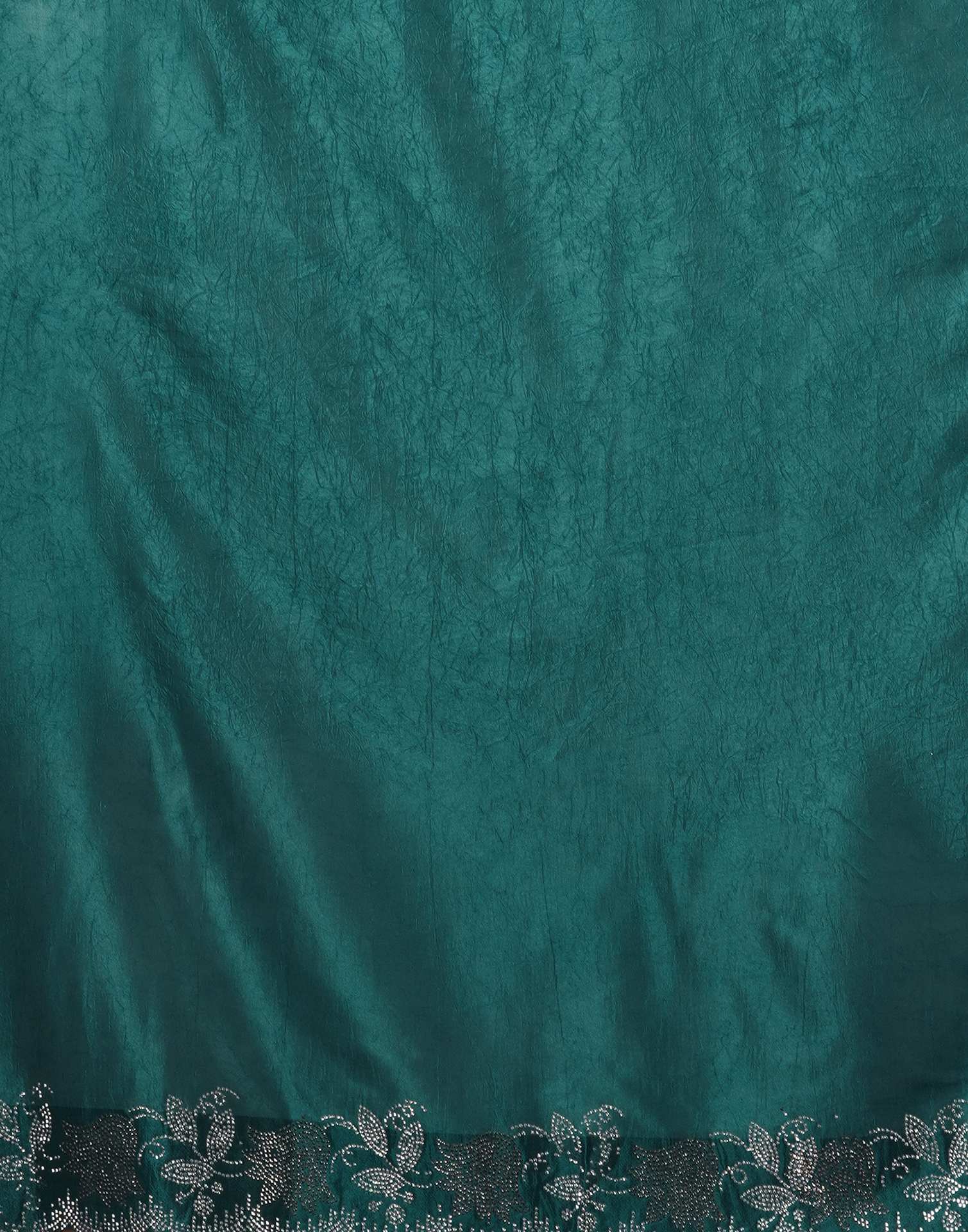 Teal Blue Chinnon Stone Work Swarovski Saree