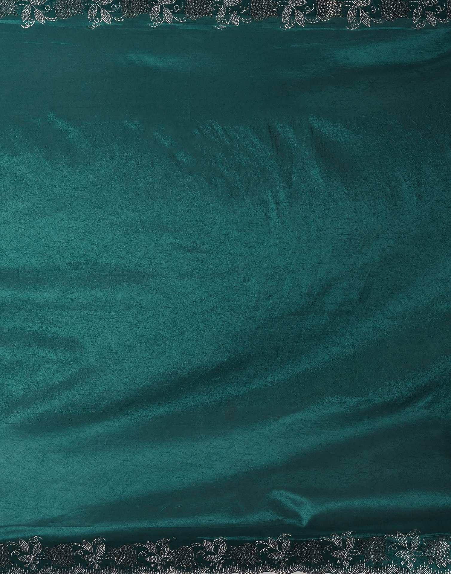 Teal Blue Chinnon Stone Work Swarovski Saree