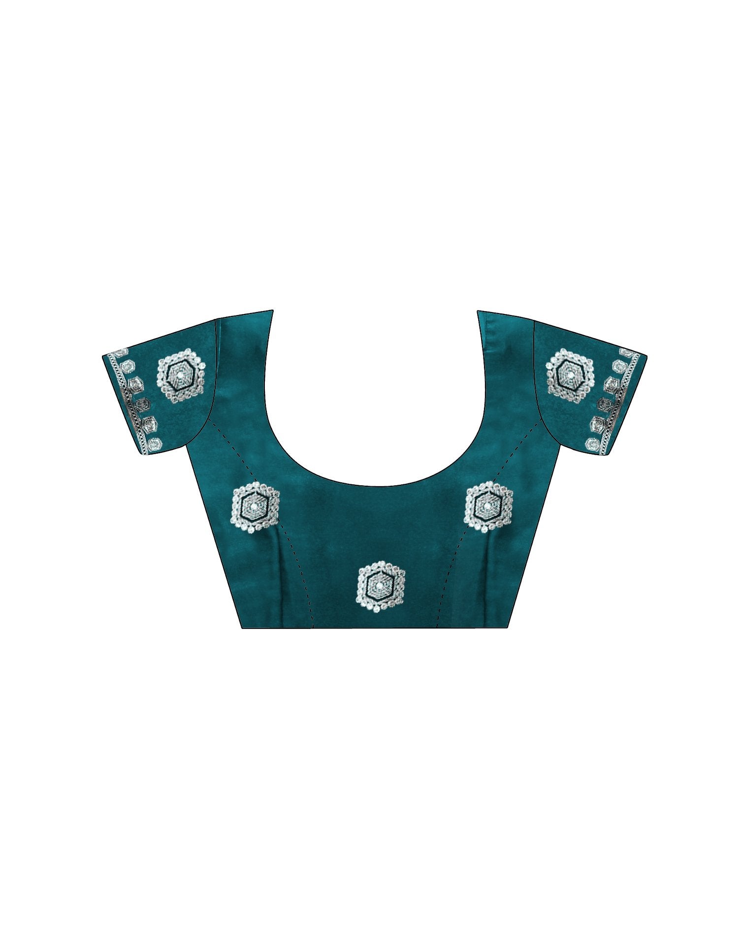 Rama Green Tissue Silk Embroidery Saree