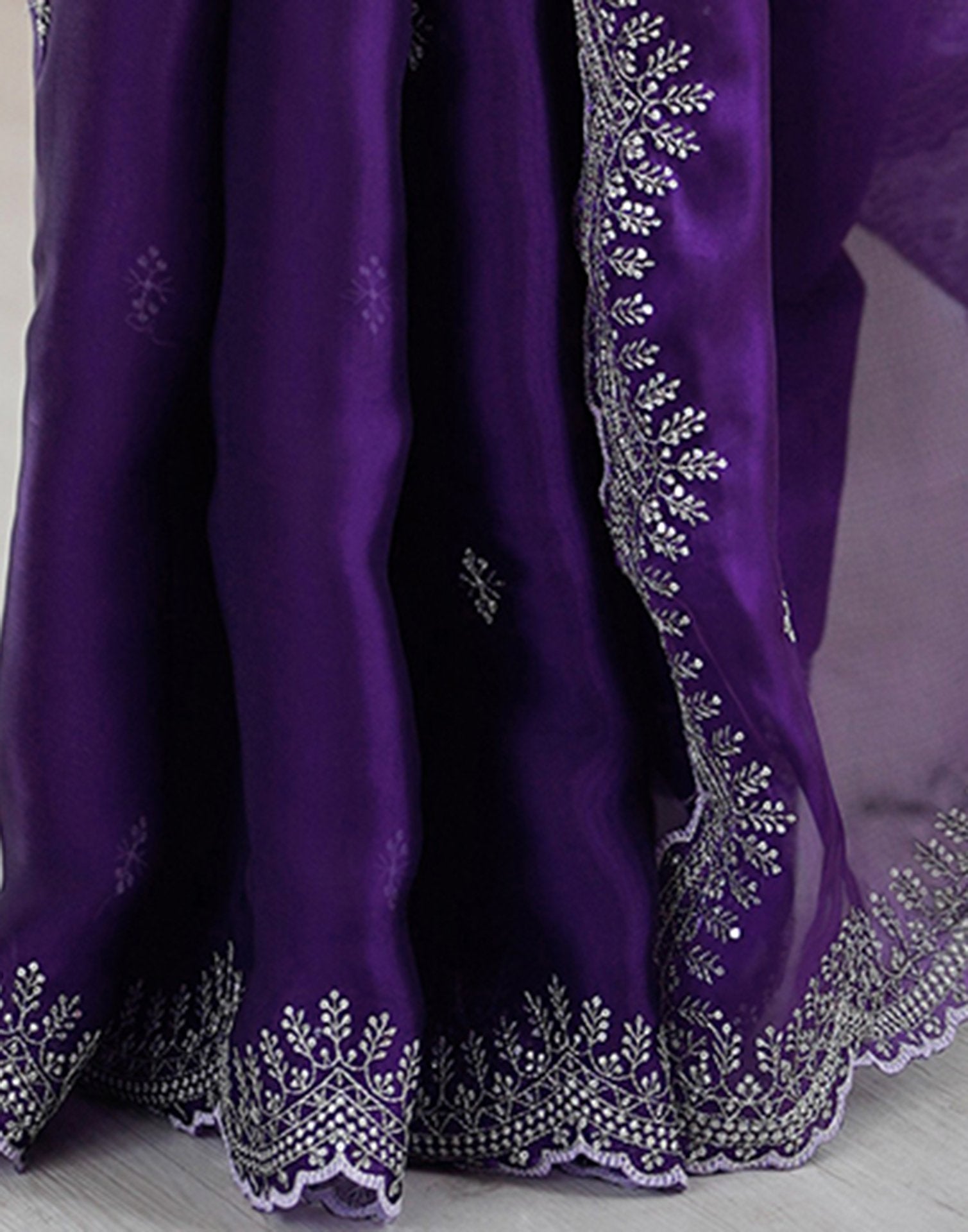 Dark Purple Tissue Silk Embroidery Saree