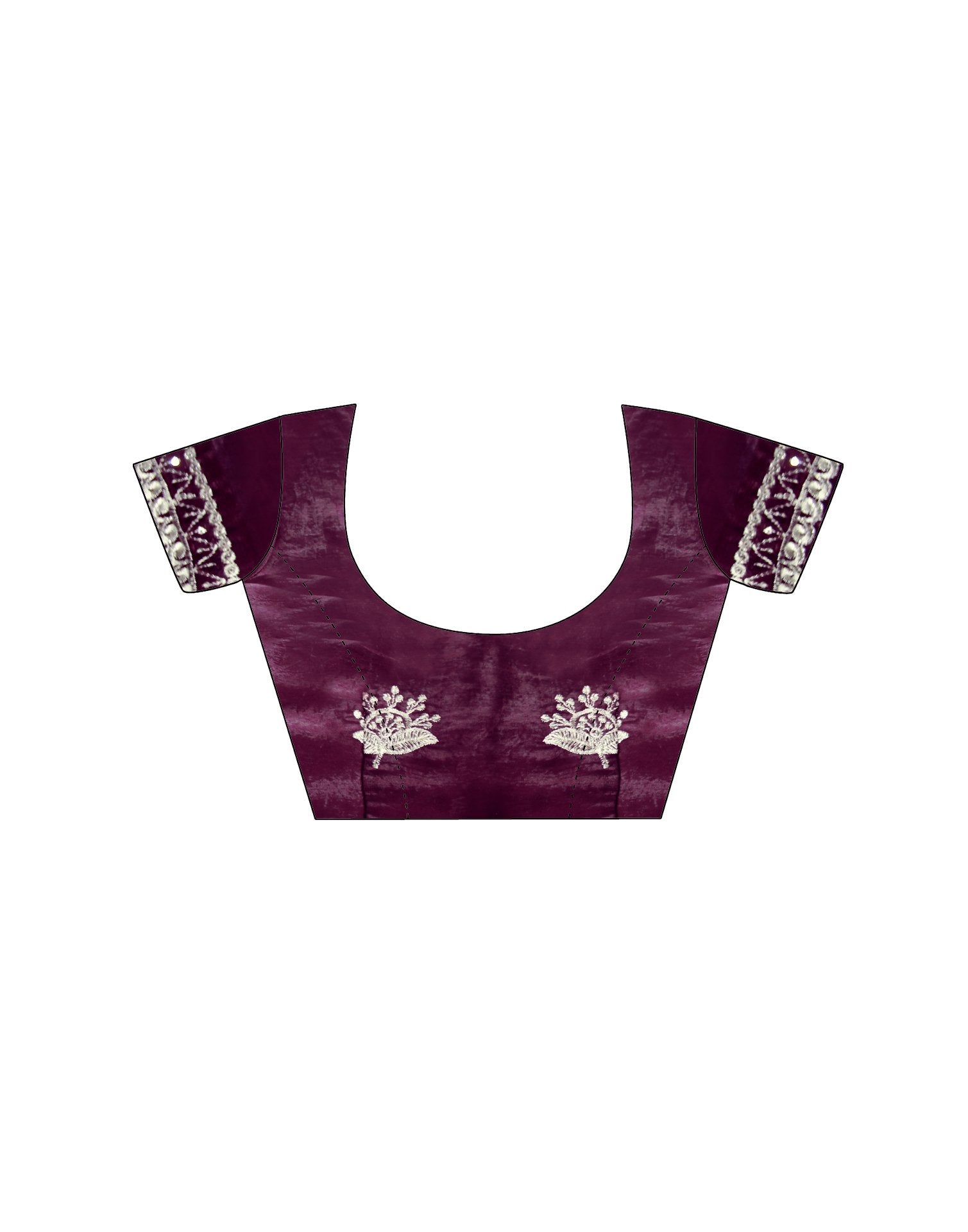 Wine Tissue Silk Embroidery Saree