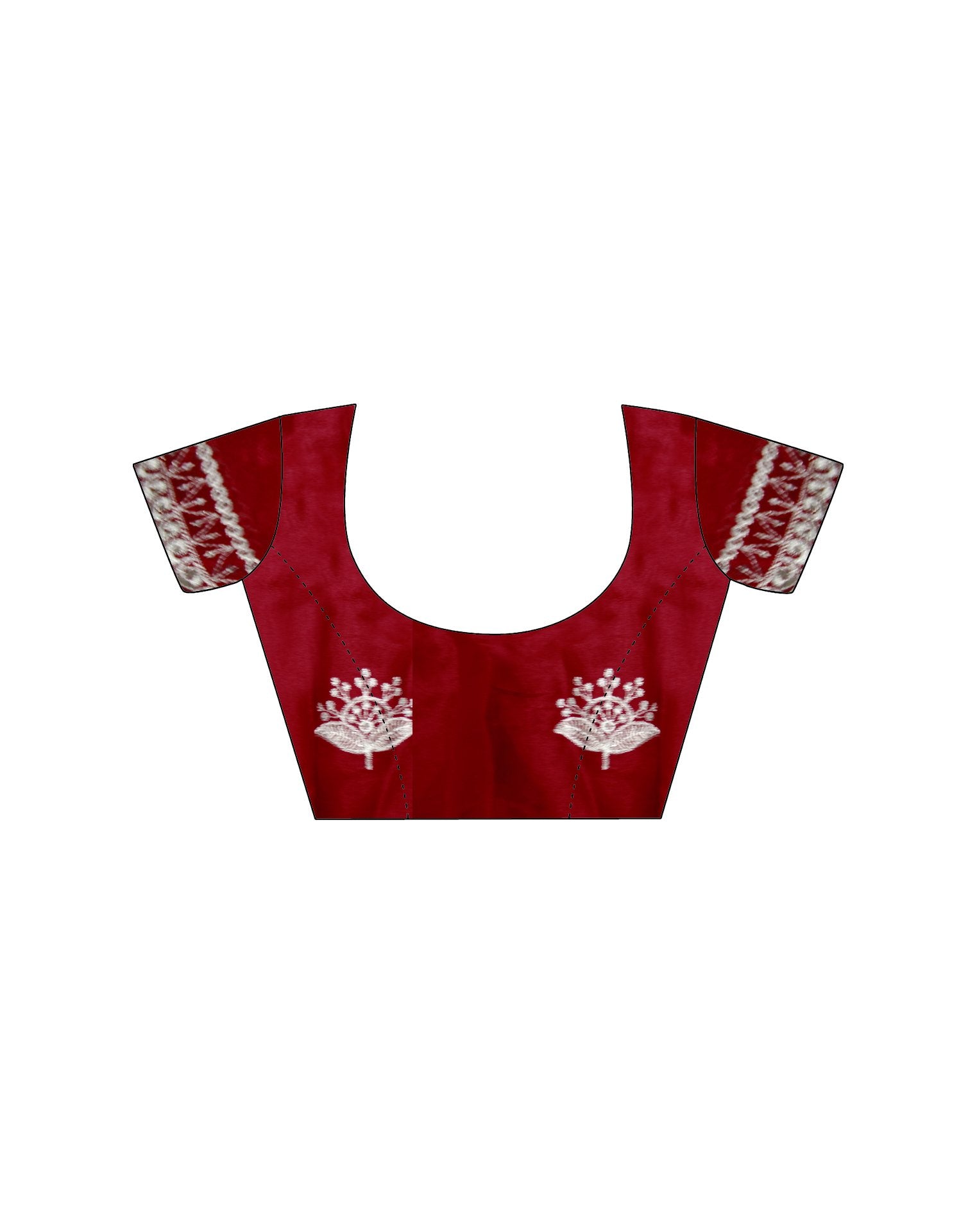Red Tissue Silk Embroidery Saree