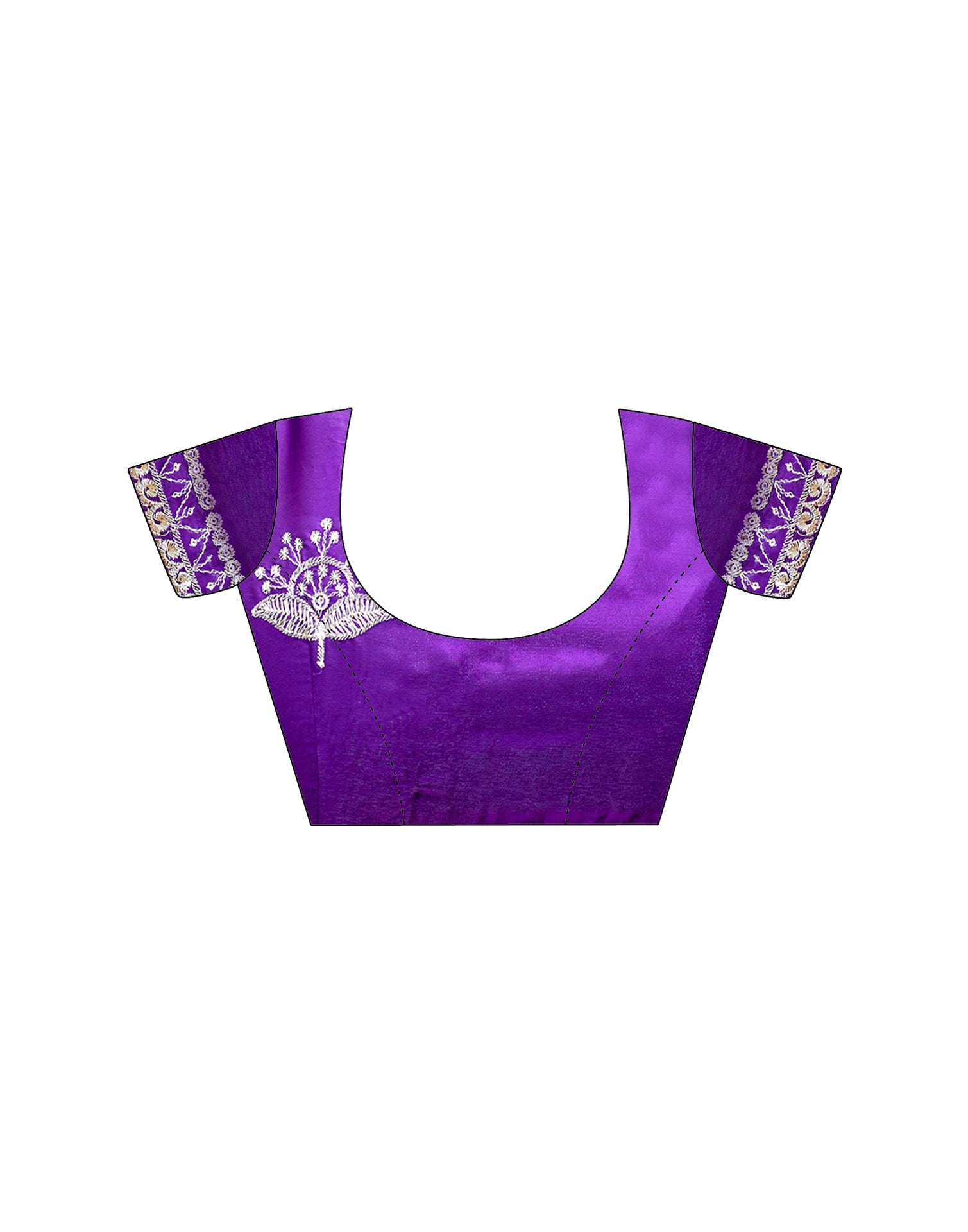 Purple Tissue Silk Sequence Embroidery Saree