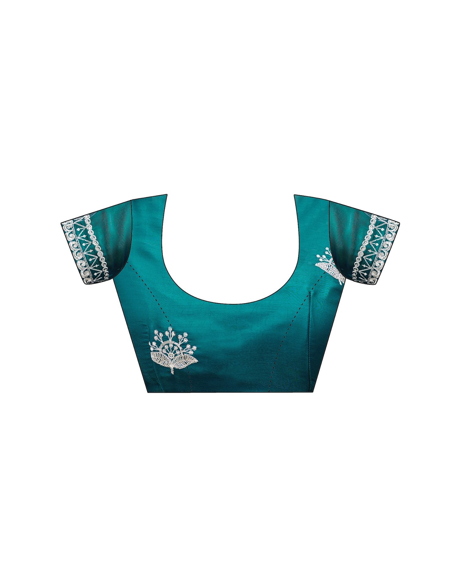 Teal Green Tissue Silk Sequence Embroidery Saree