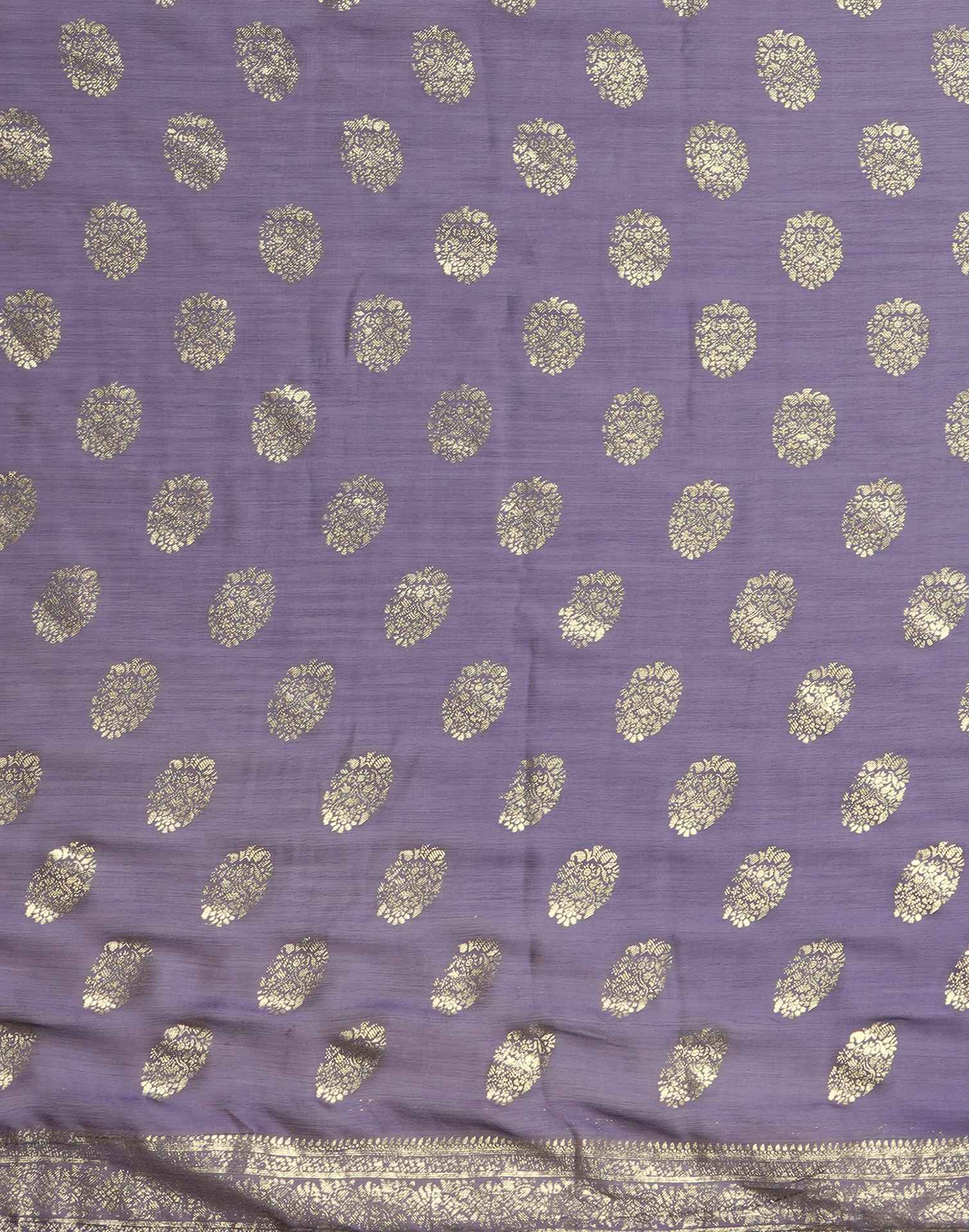 Dusty Purple Chinnon Foil Printed Saree