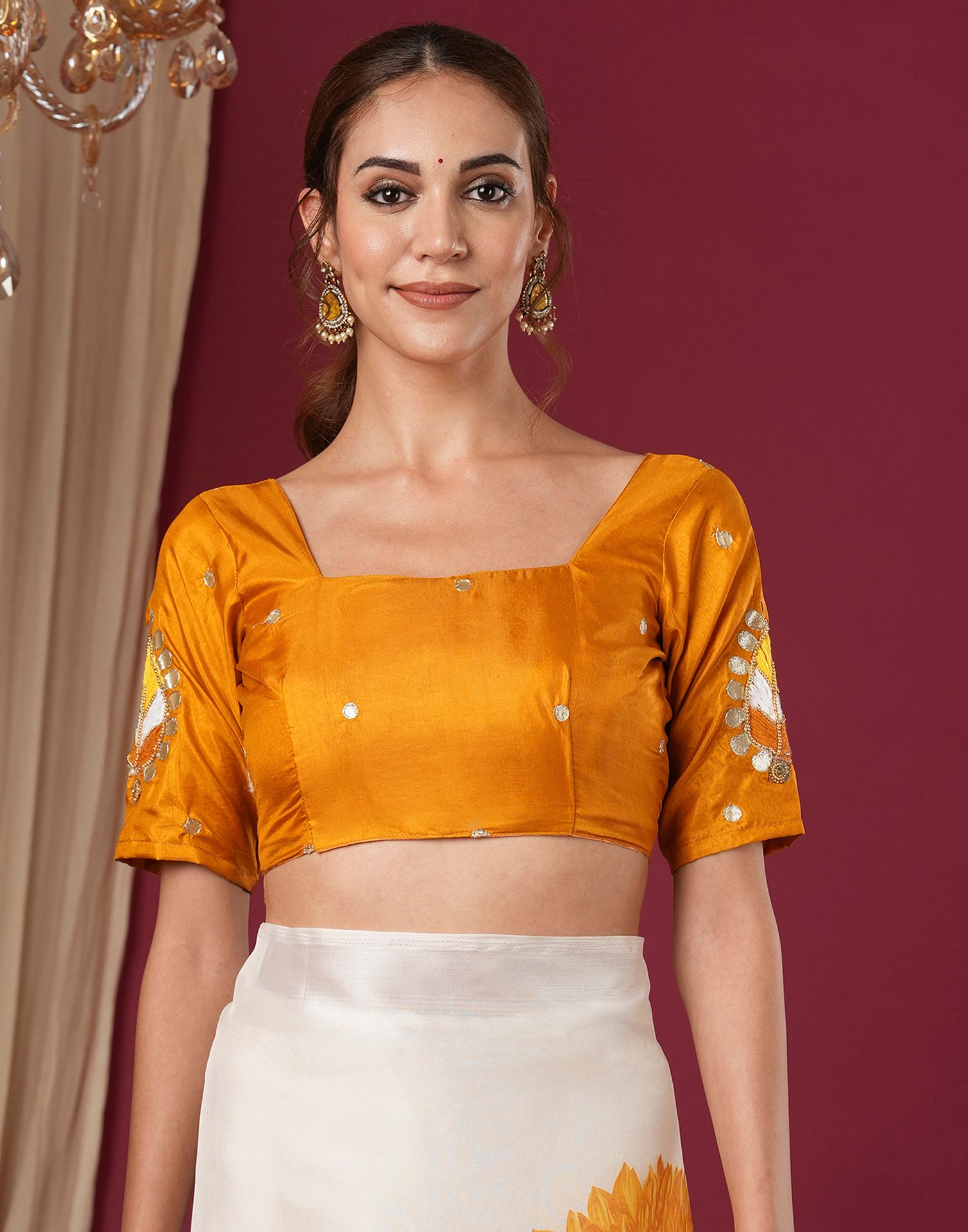 Off White Silk Foil Printed Saree