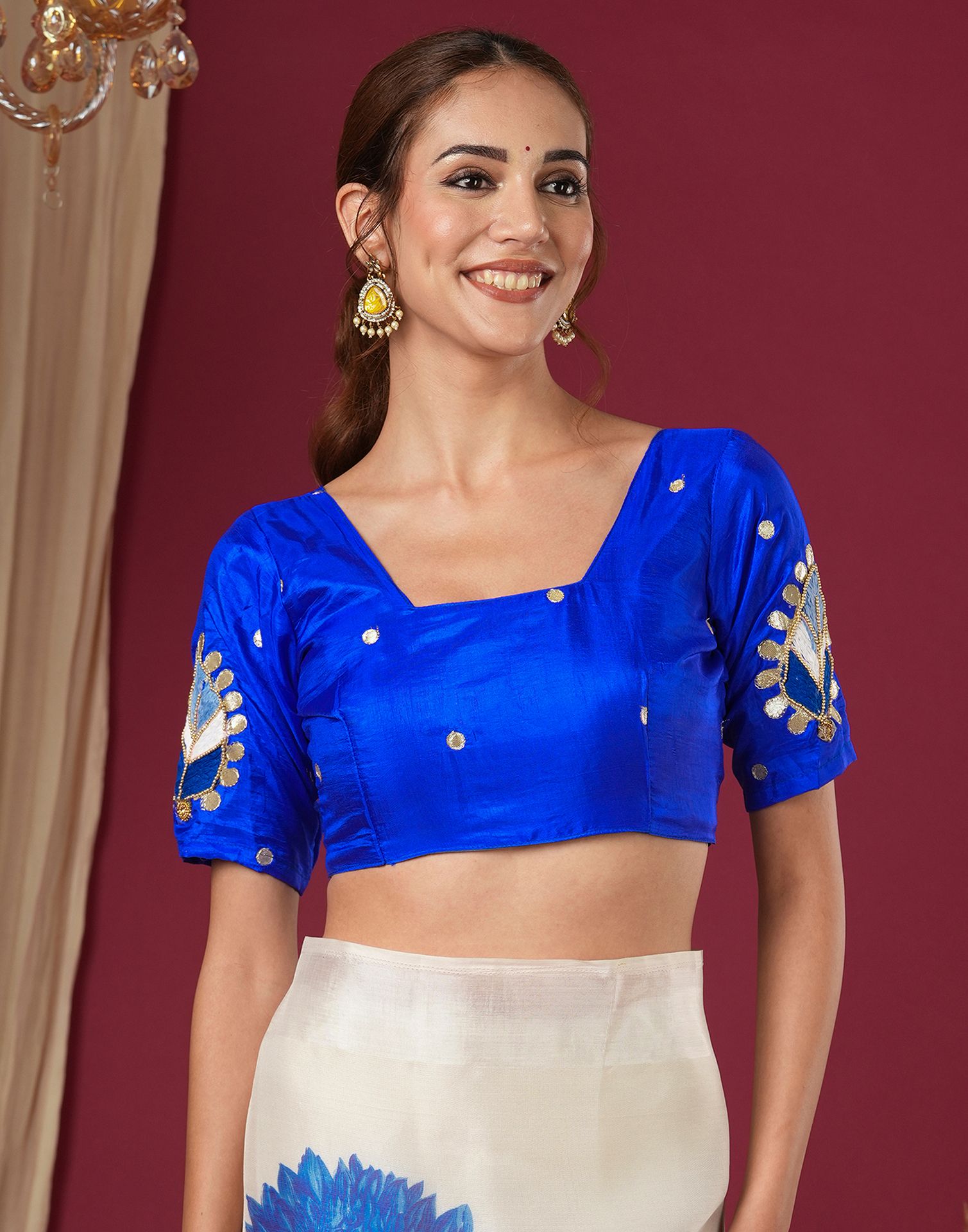Off White Silk Foil Printed Saree