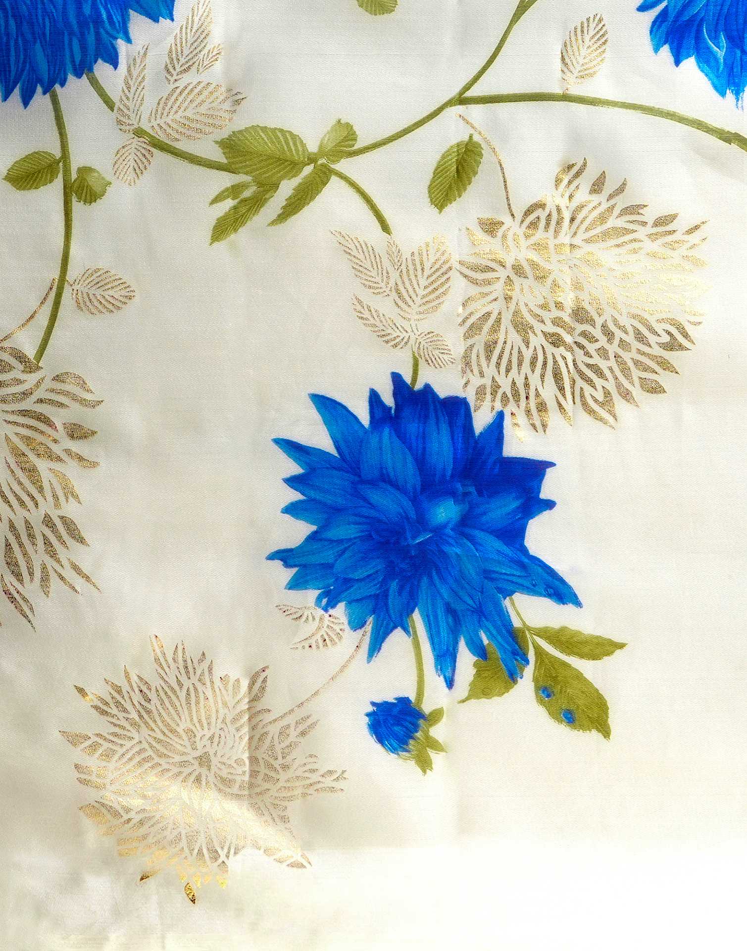 Off White Silk Foil Printed Saree