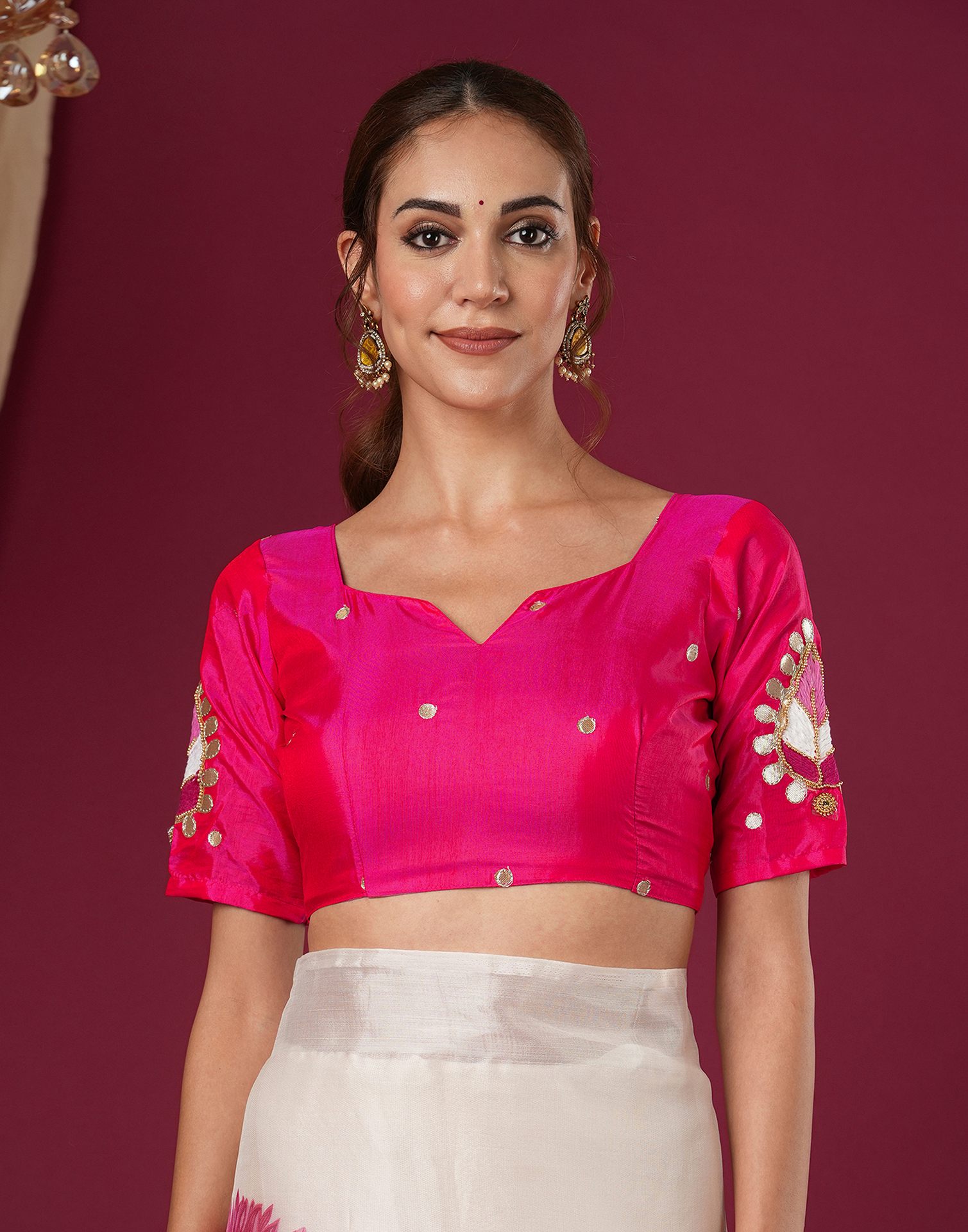 Off White Silk Foil Printed Saree