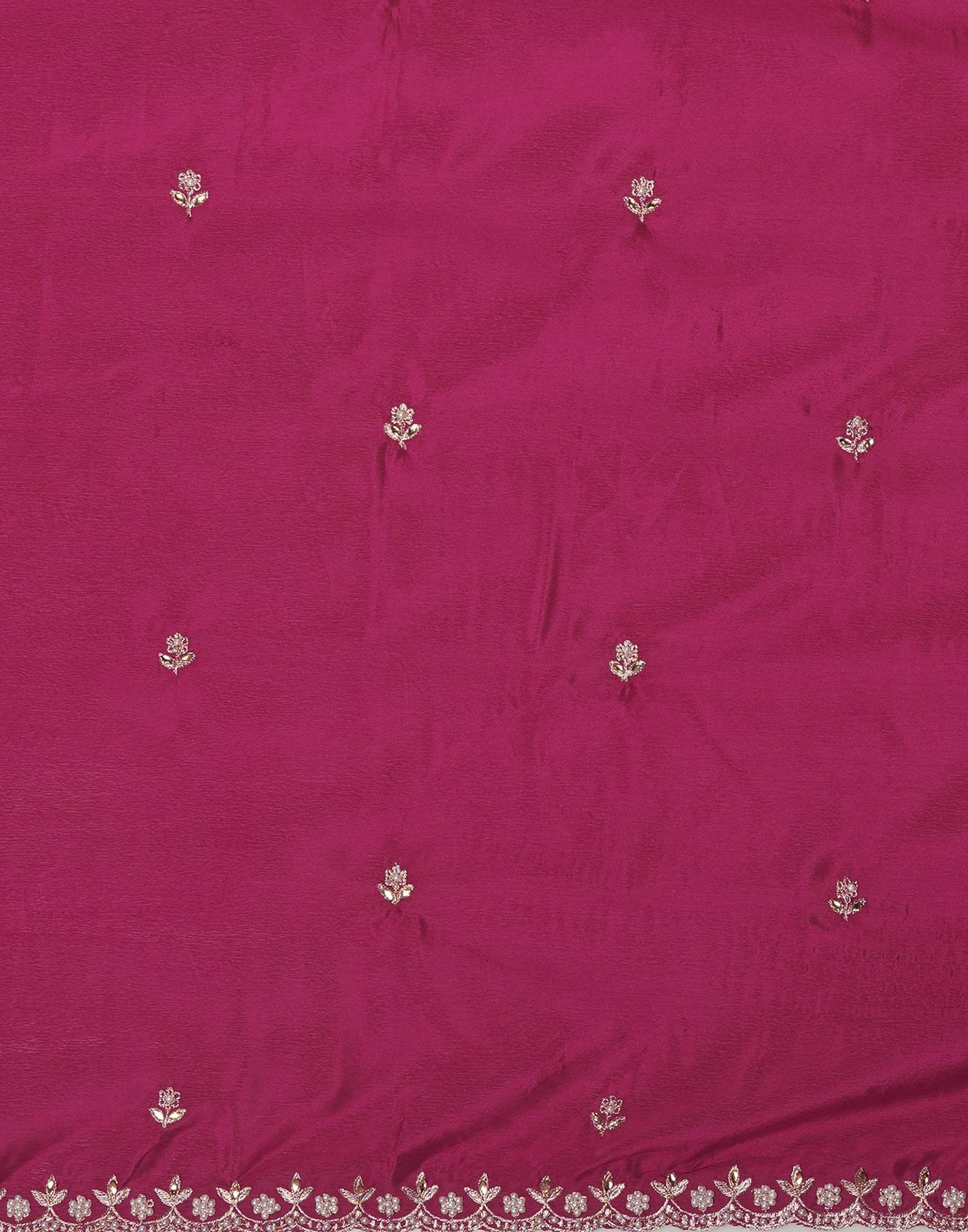 Pink Shimmer Pearl Work Embroidery Saree