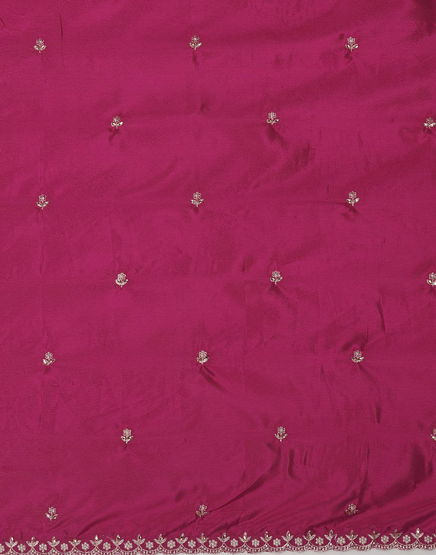 Pink Shimmer Pearl Work Embroidery Saree