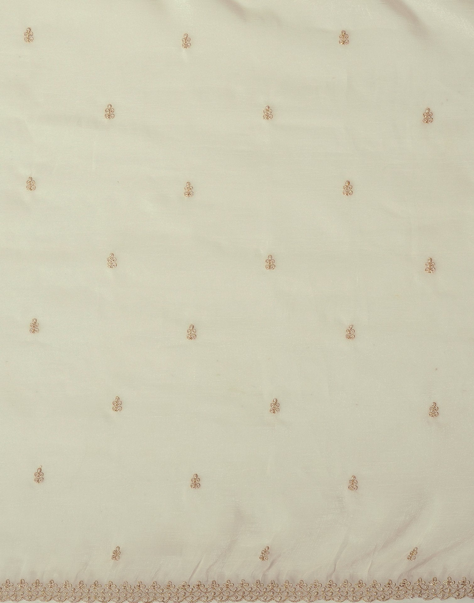 Cream Shimmer Pearl Work Embroidery Saree
