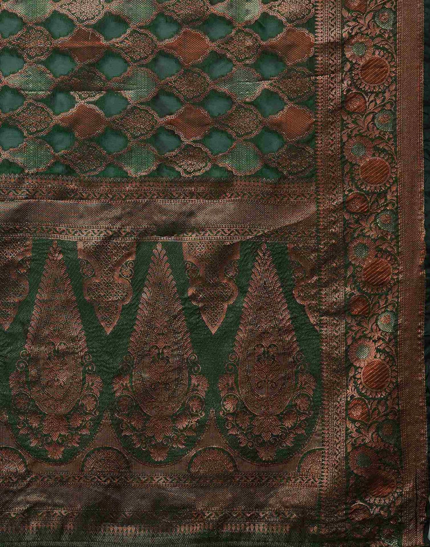 Dark Green Silk Woven Saree