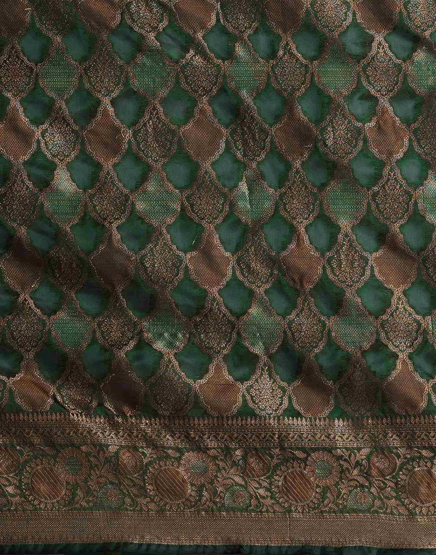 Dark Green Silk Woven Saree