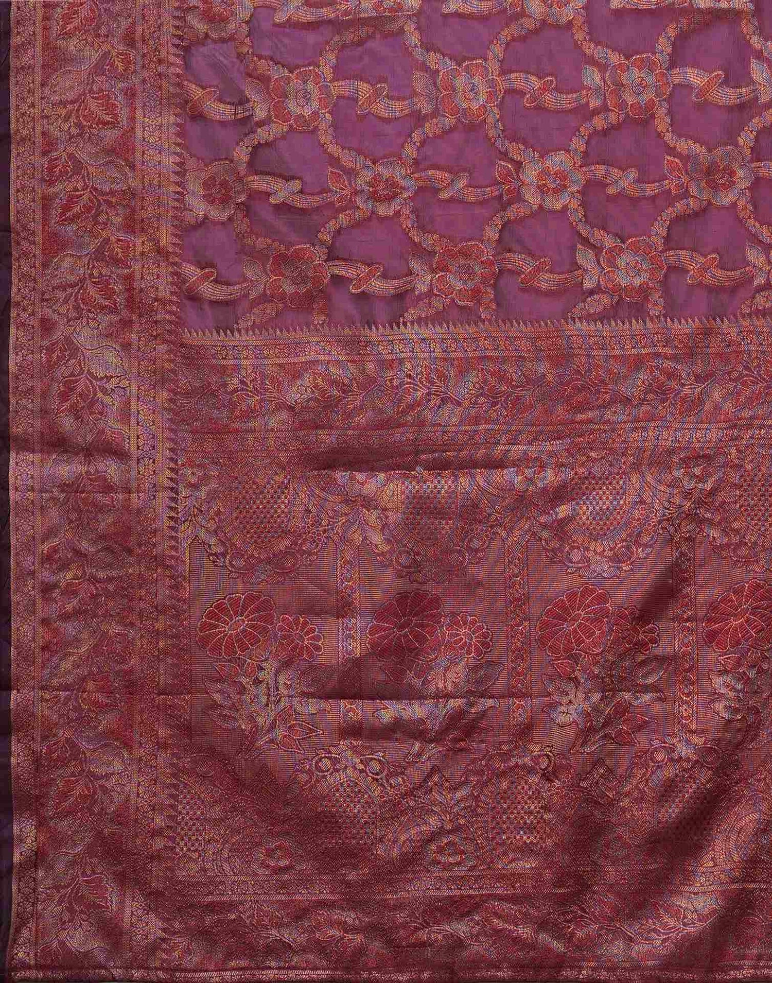 Magenta Silk Woven Saree