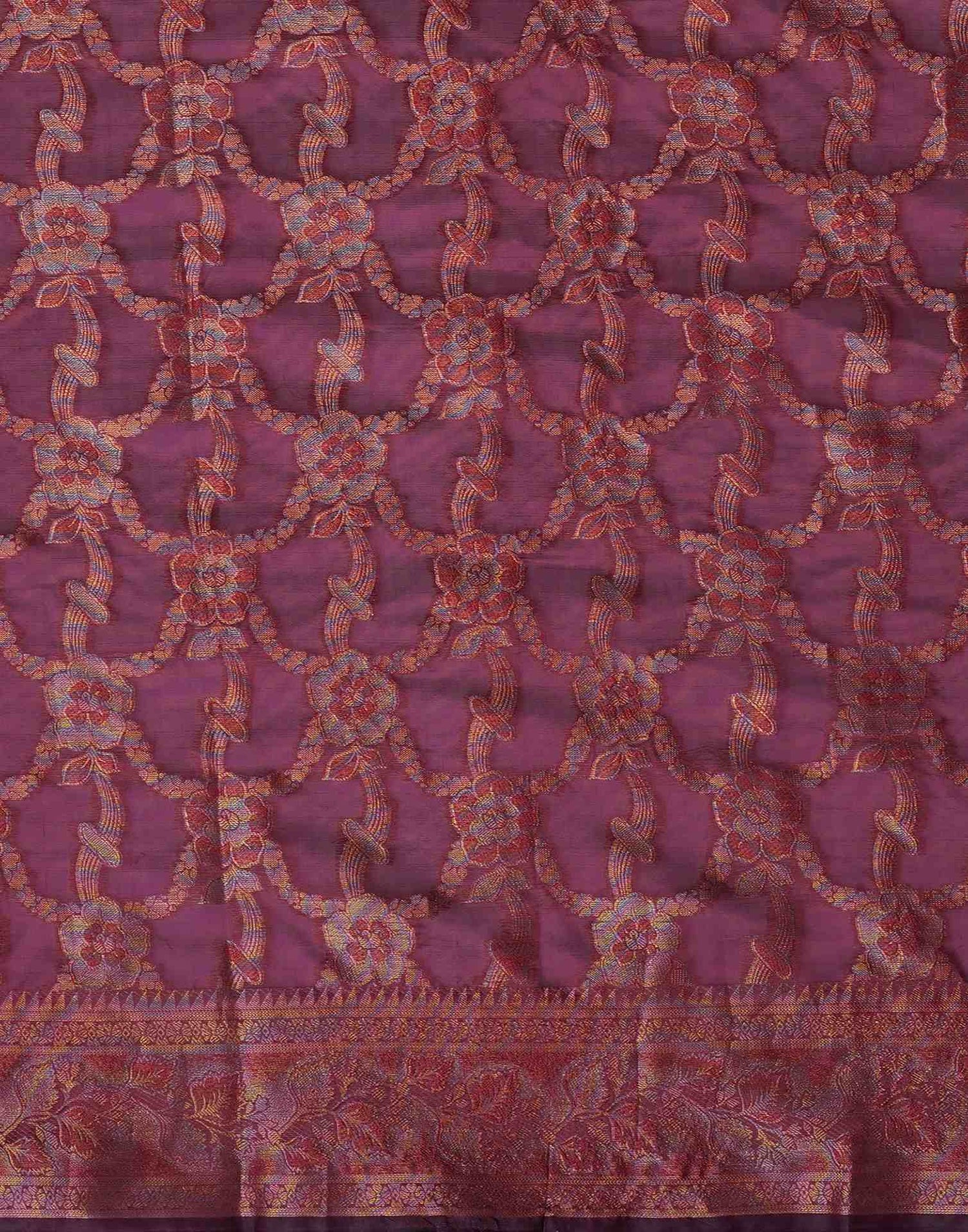 Magenta Silk Woven Saree