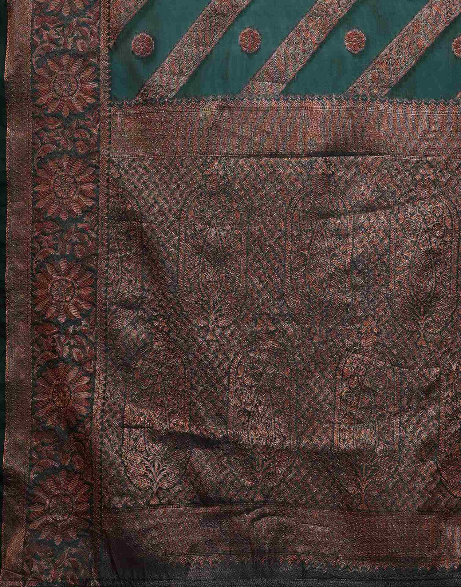 Teal Green Silk Woven Saree
