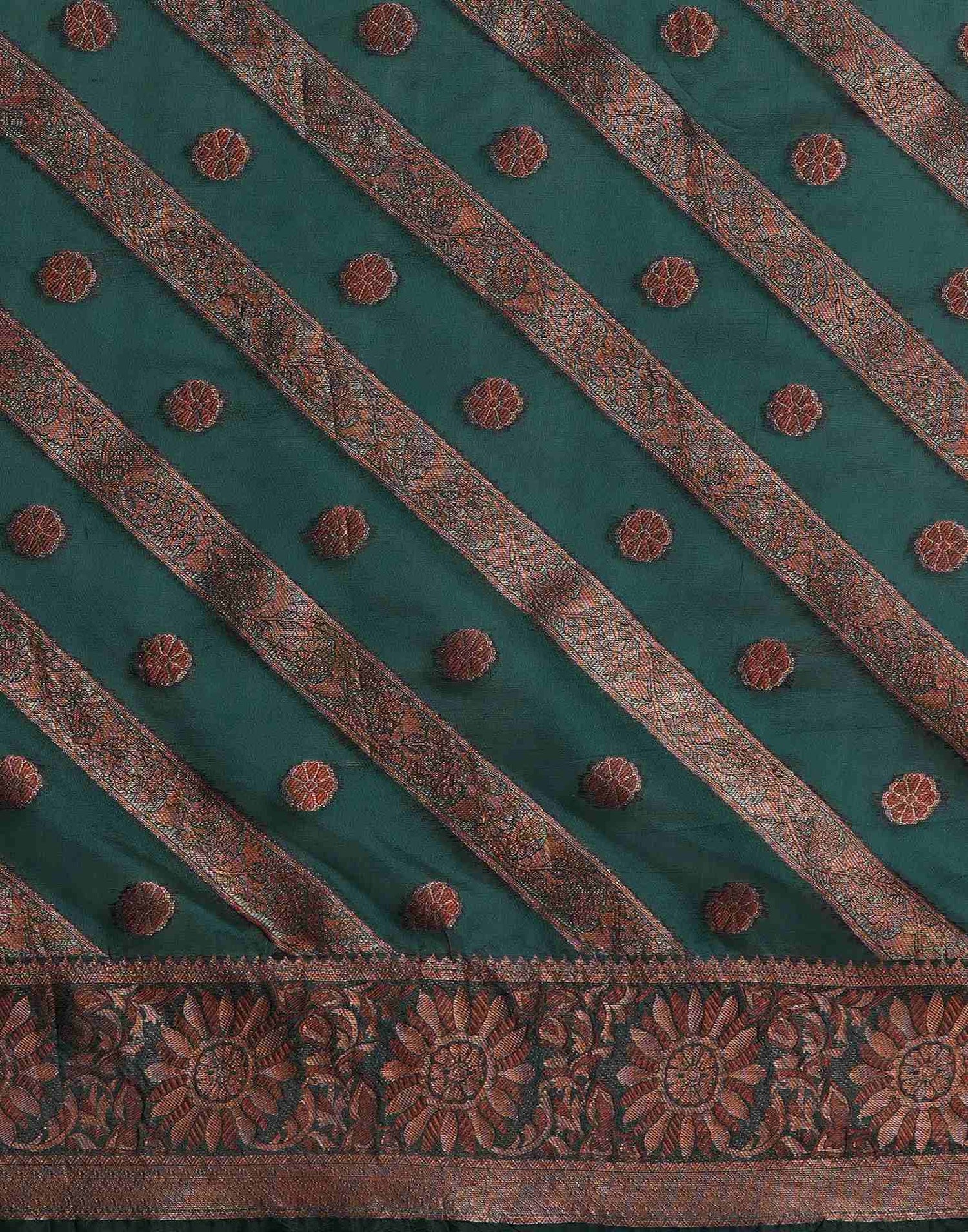 Teal Green Silk Woven Saree