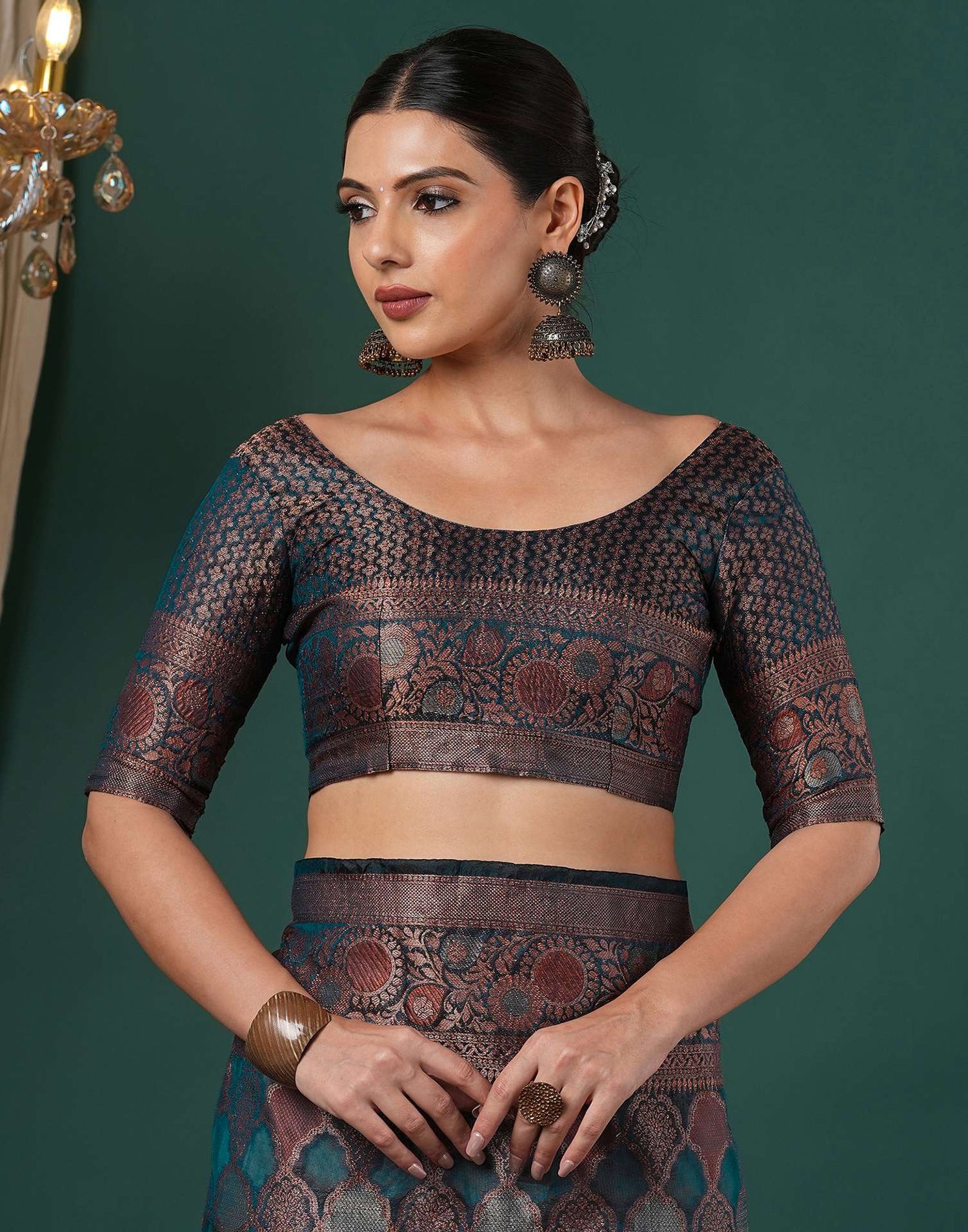 Rama Blue Silk Woven Saree