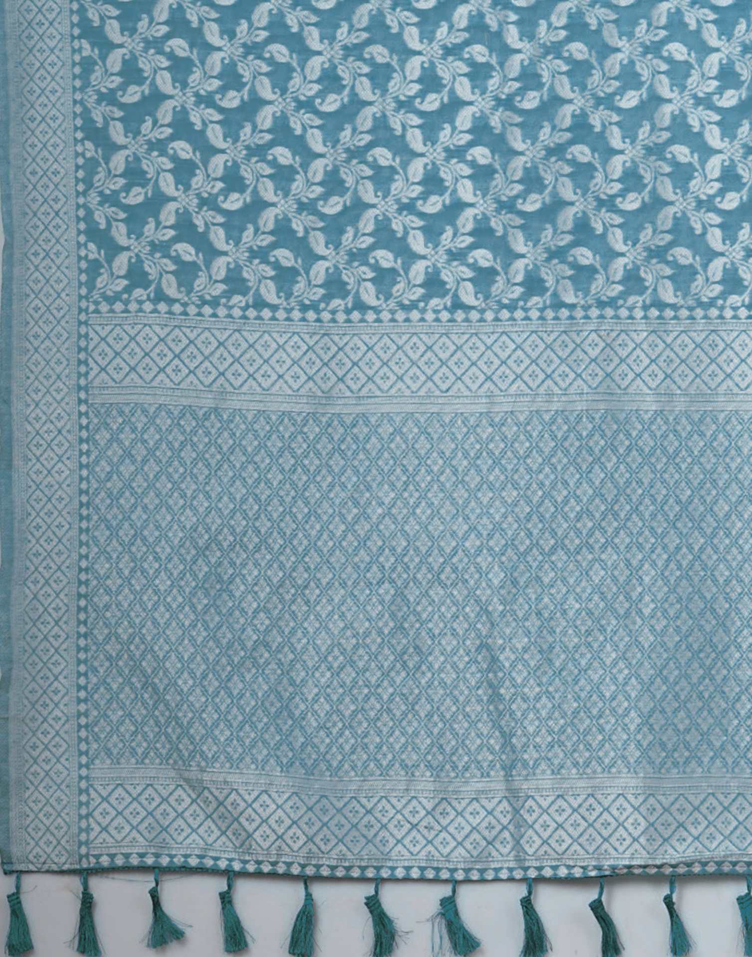 Turquoise Blue Chanderi Woven Saree