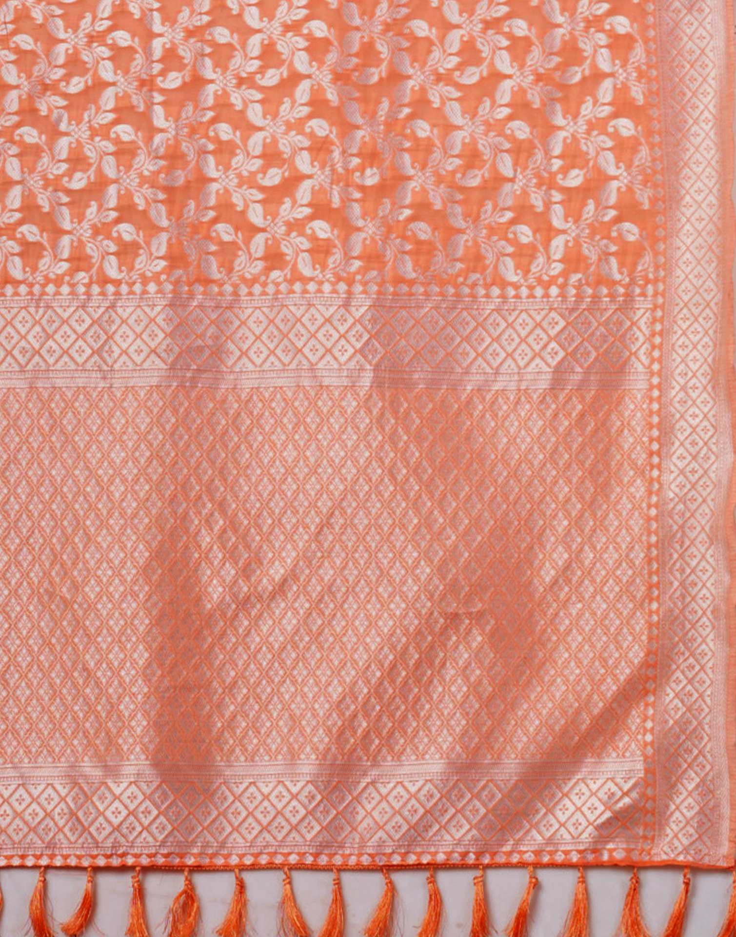 Light Orange Chanderi Woven Saree