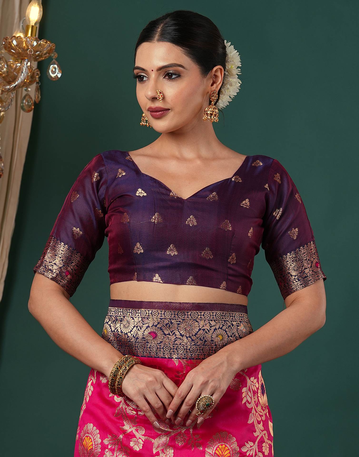 Rani Pink Silk Woven Banarasi Saree