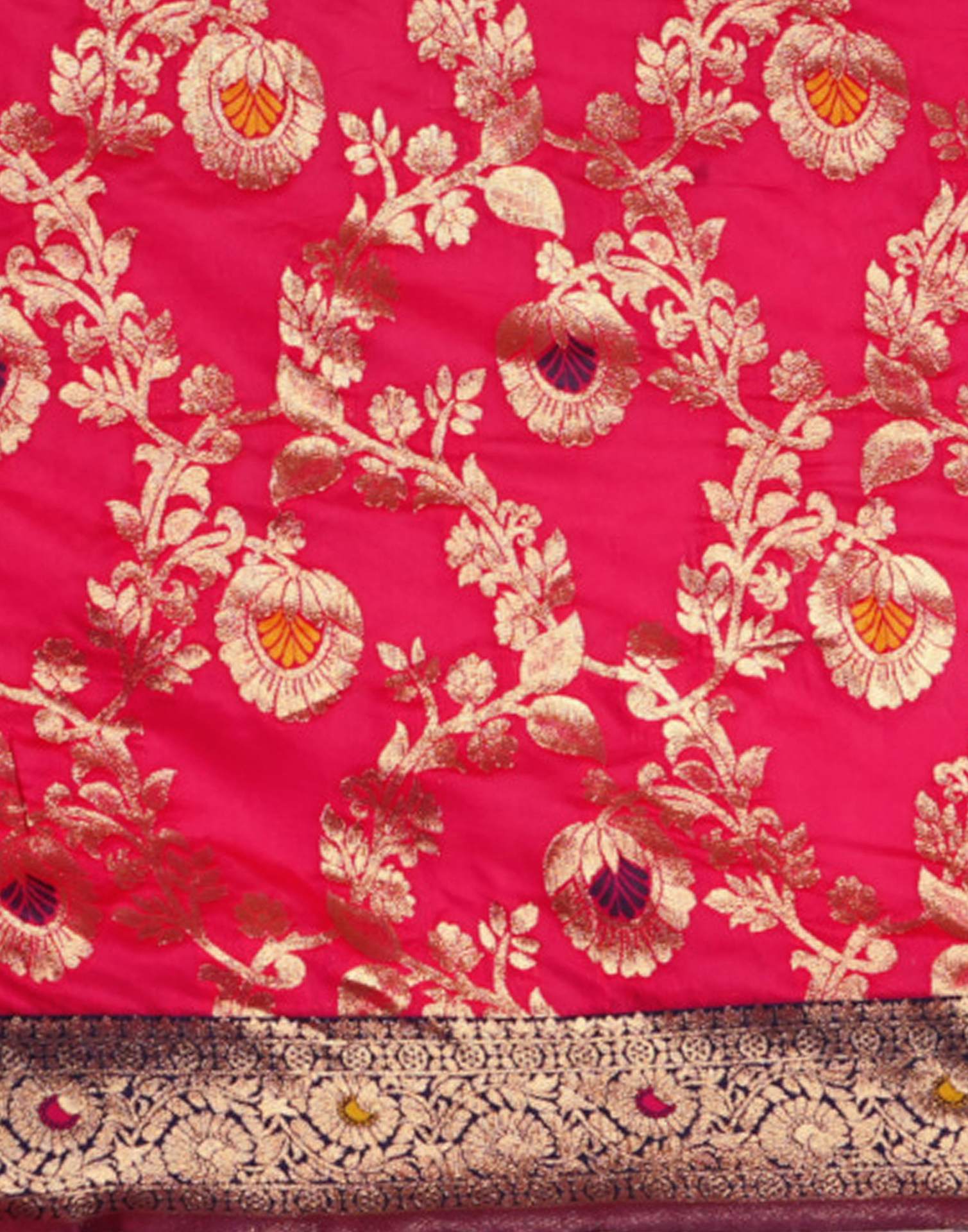 Rani Pink Silk Woven Banarasi Saree