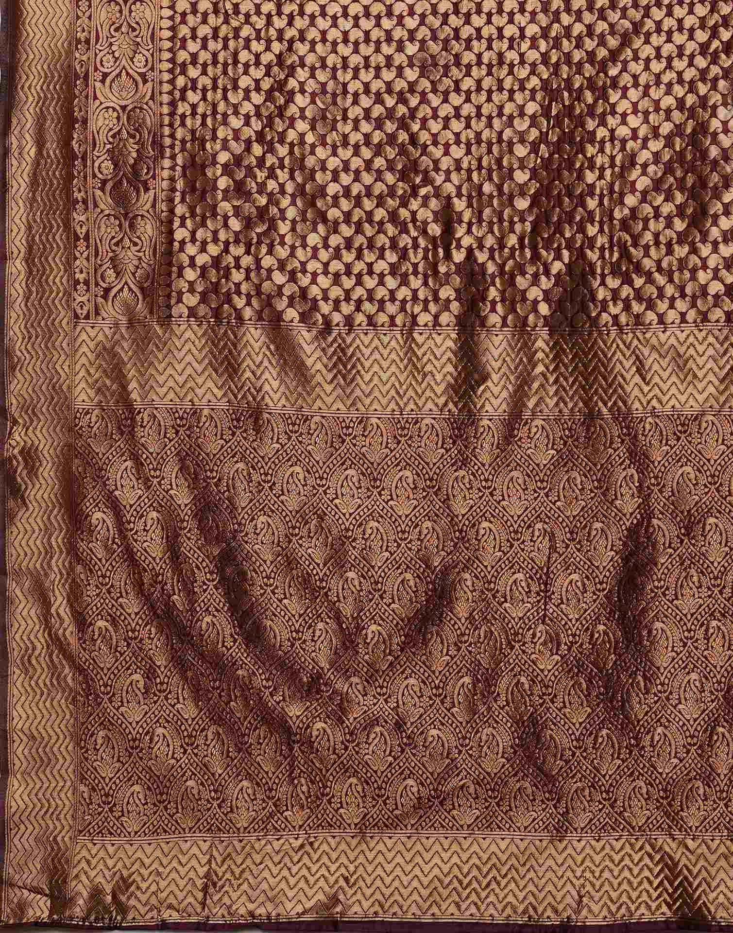 Wine Silk Woven Banarasi Saree