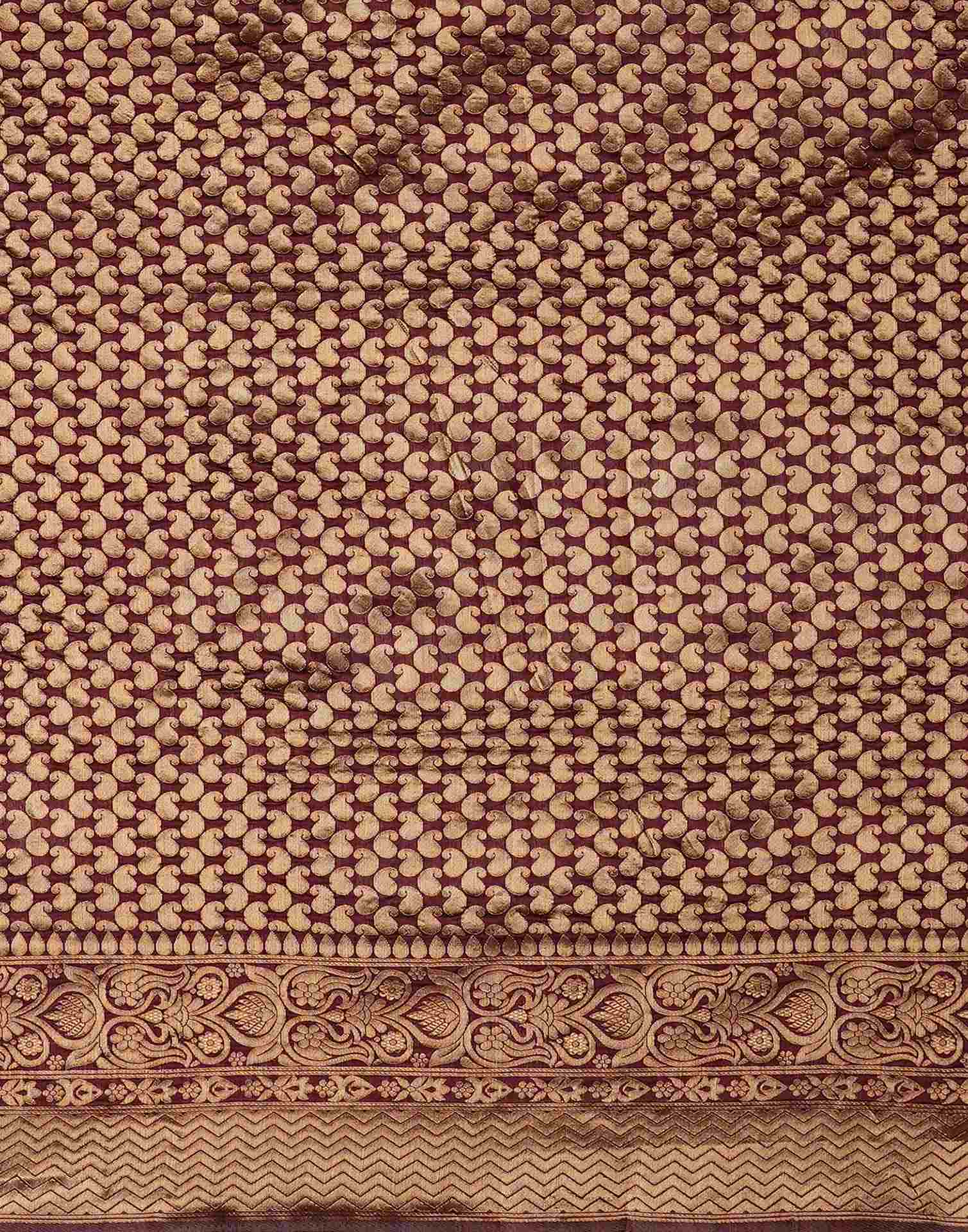 Wine Silk Woven Banarasi Saree