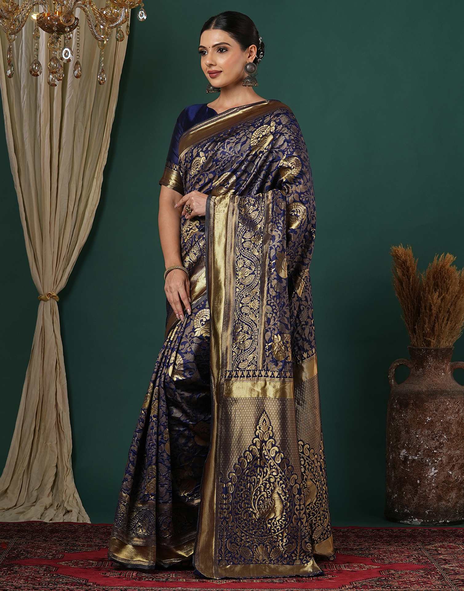 Blue Silk Woven Banarasi Saree