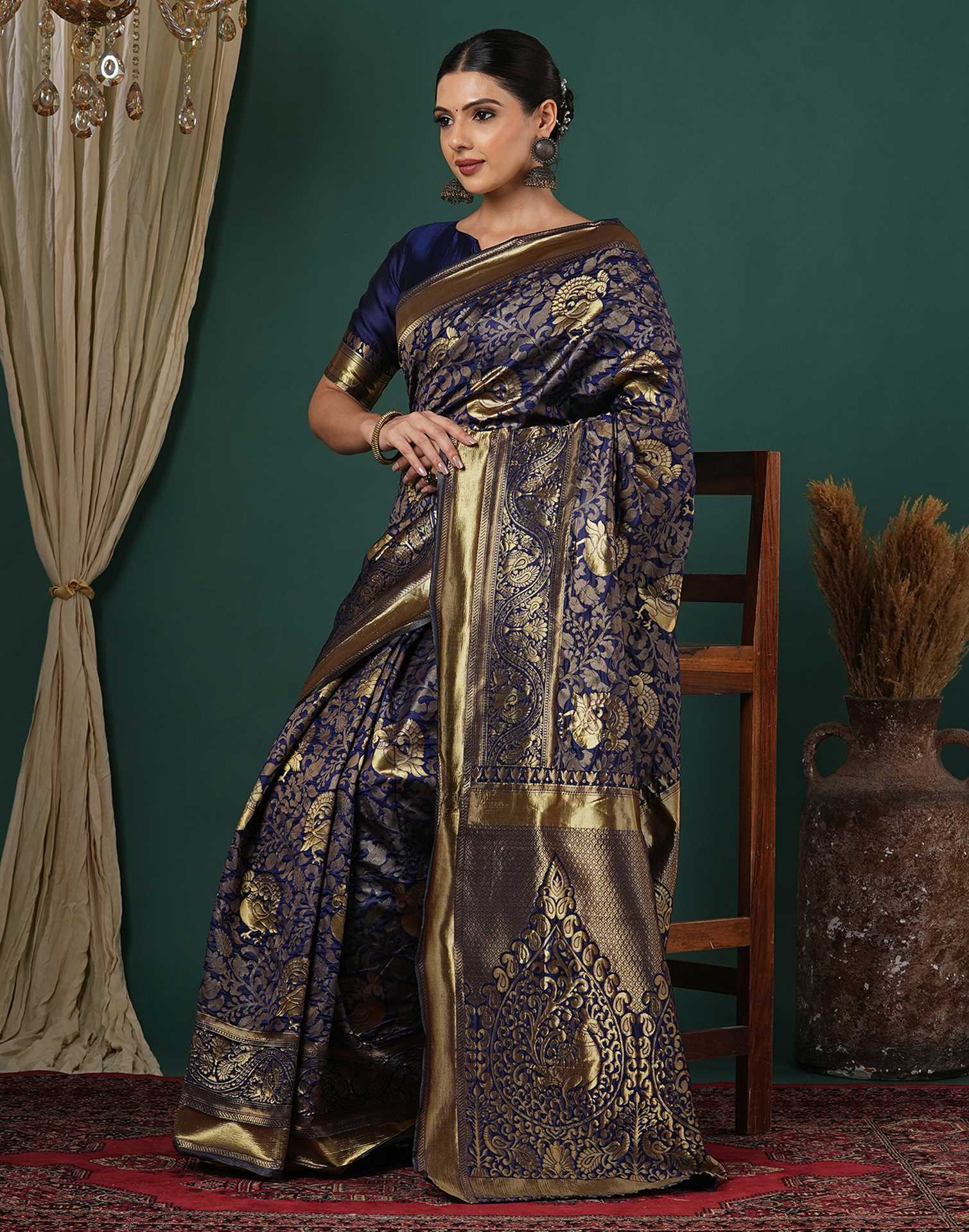 Blue Silk Woven Banarasi Saree