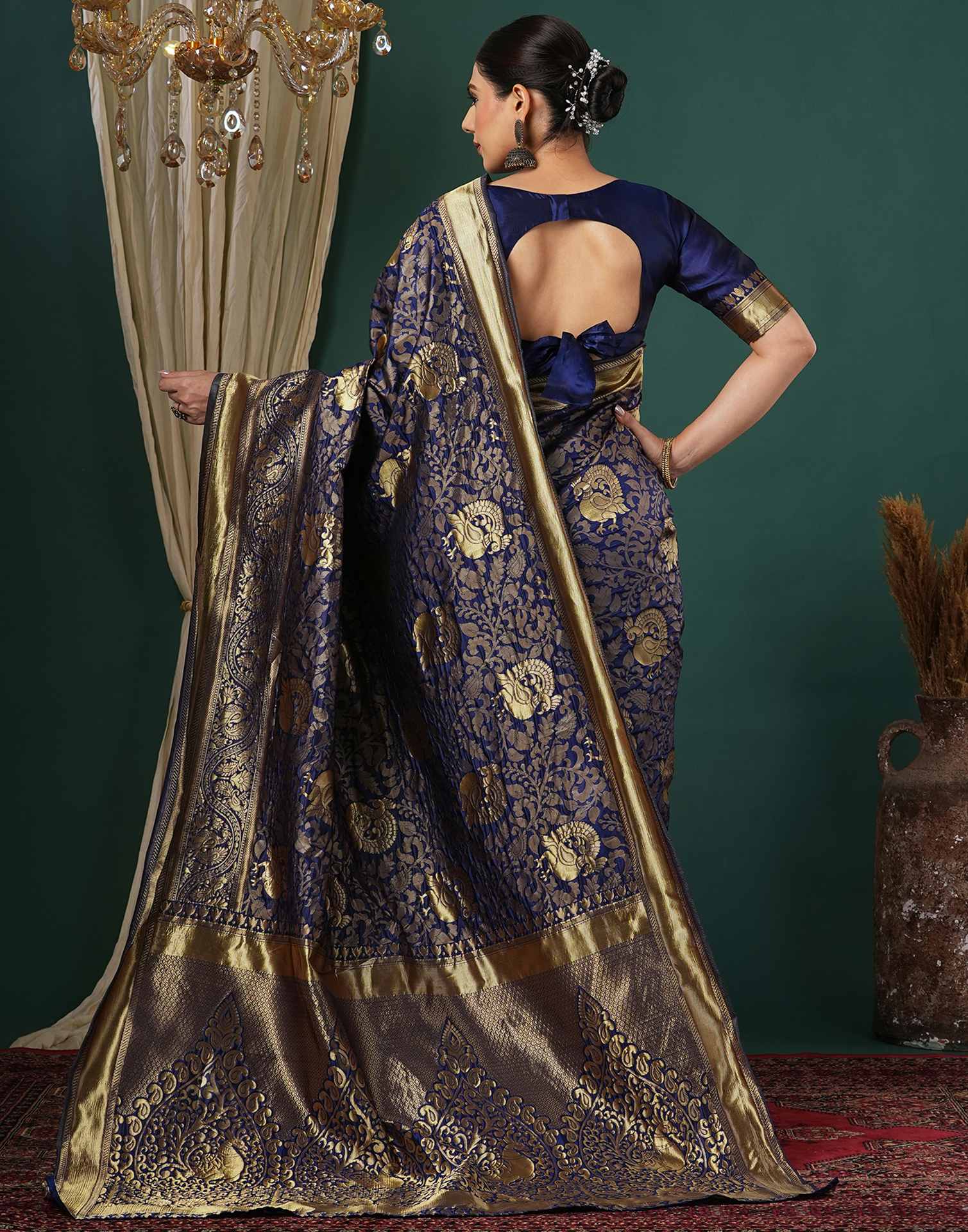 Blue Silk Woven Banarasi Saree