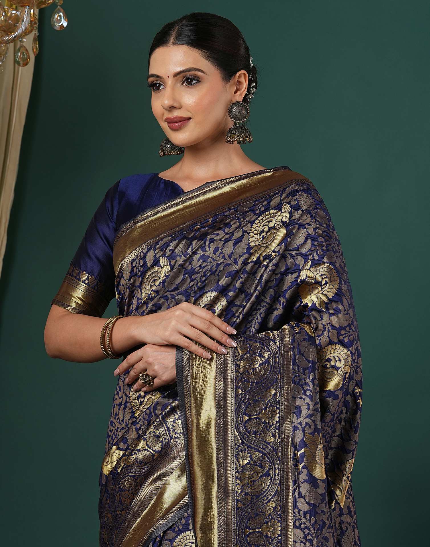 Blue Silk Woven Banarasi Saree