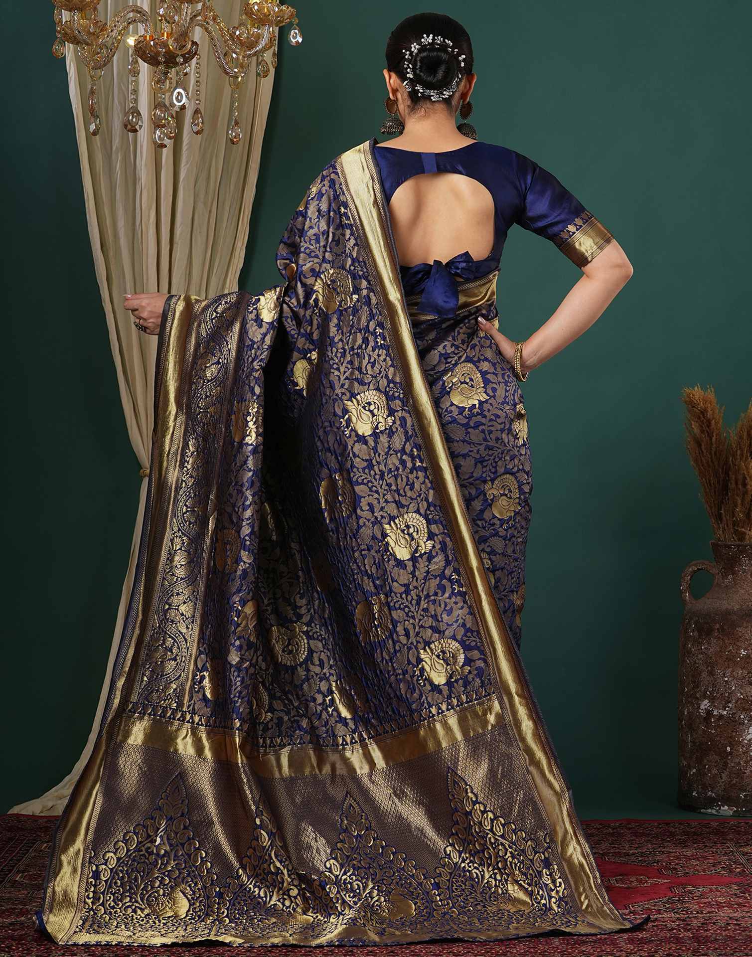 Blue Silk Woven Banarasi Saree