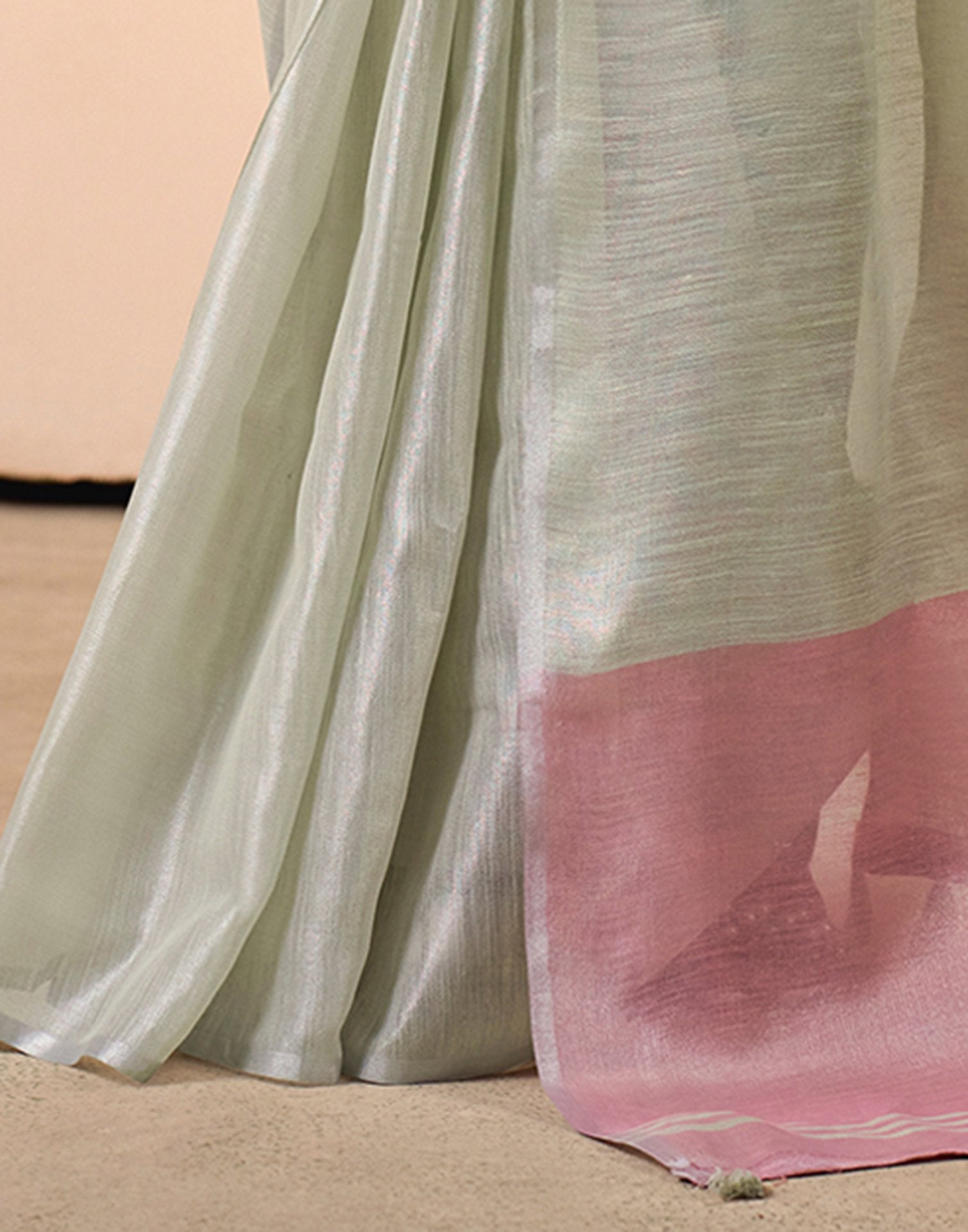 Light Green Tissue Silk Woven Plain Saree