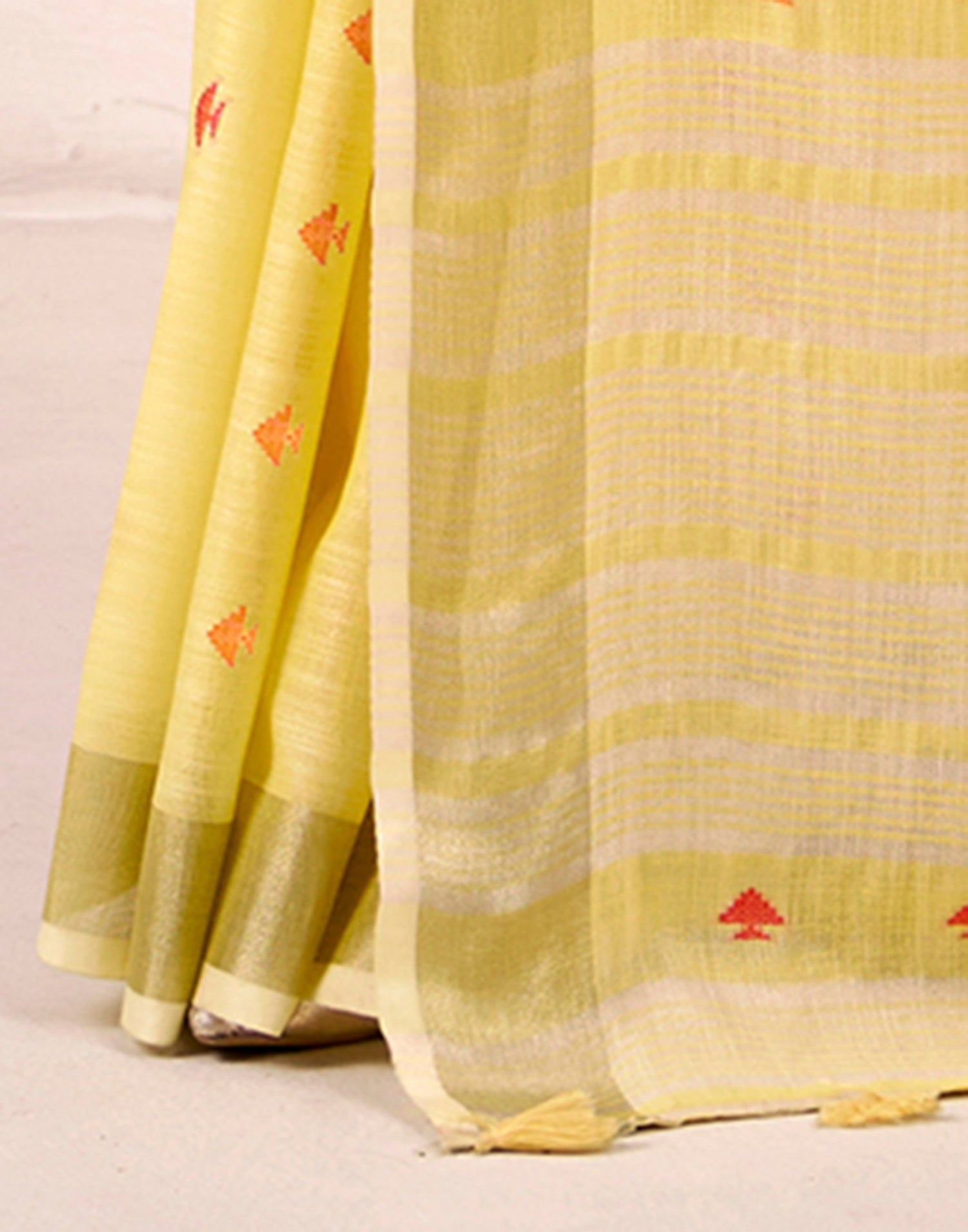 Light Yellow Silk Woven Saree