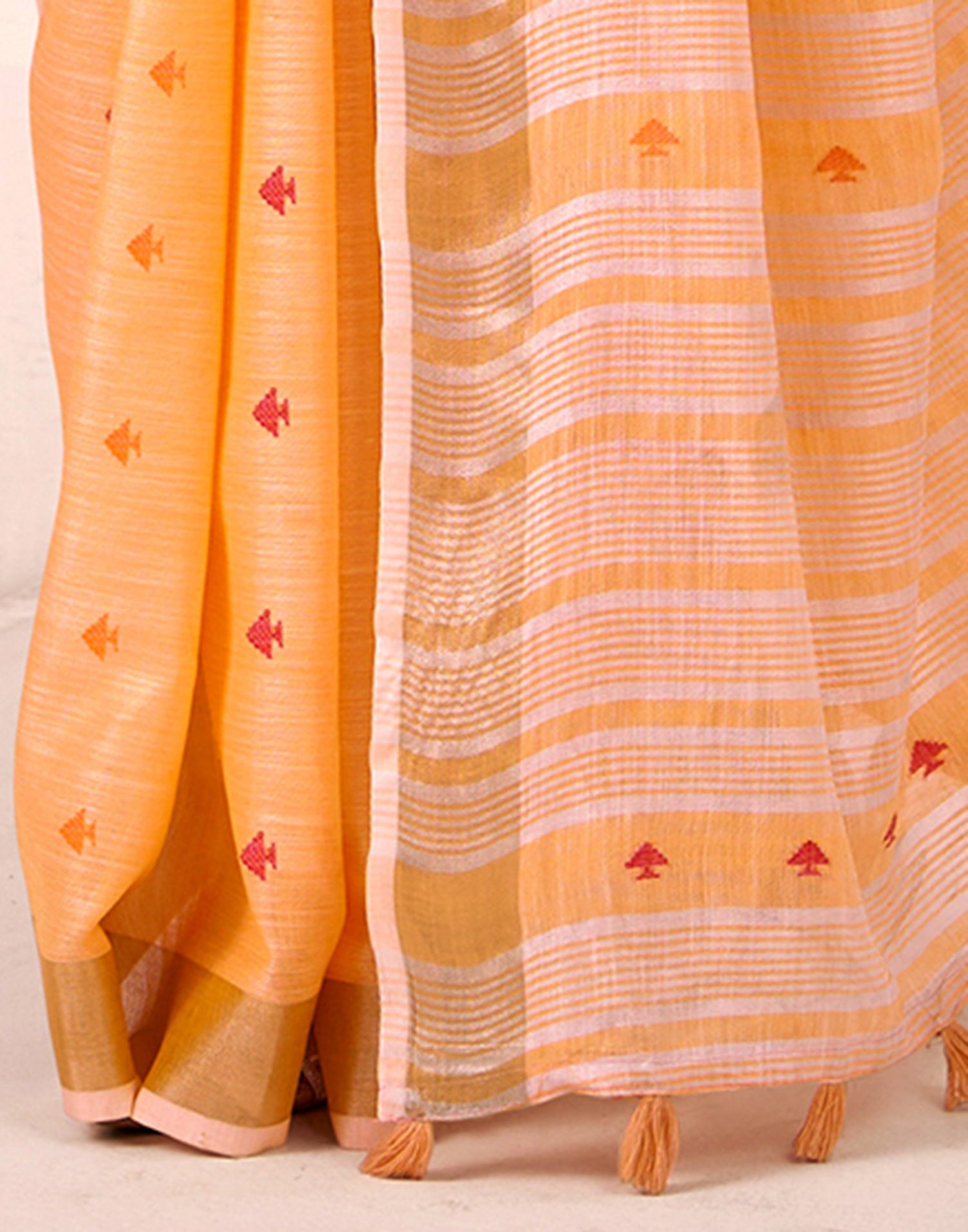 Orange Silk Woven Saree