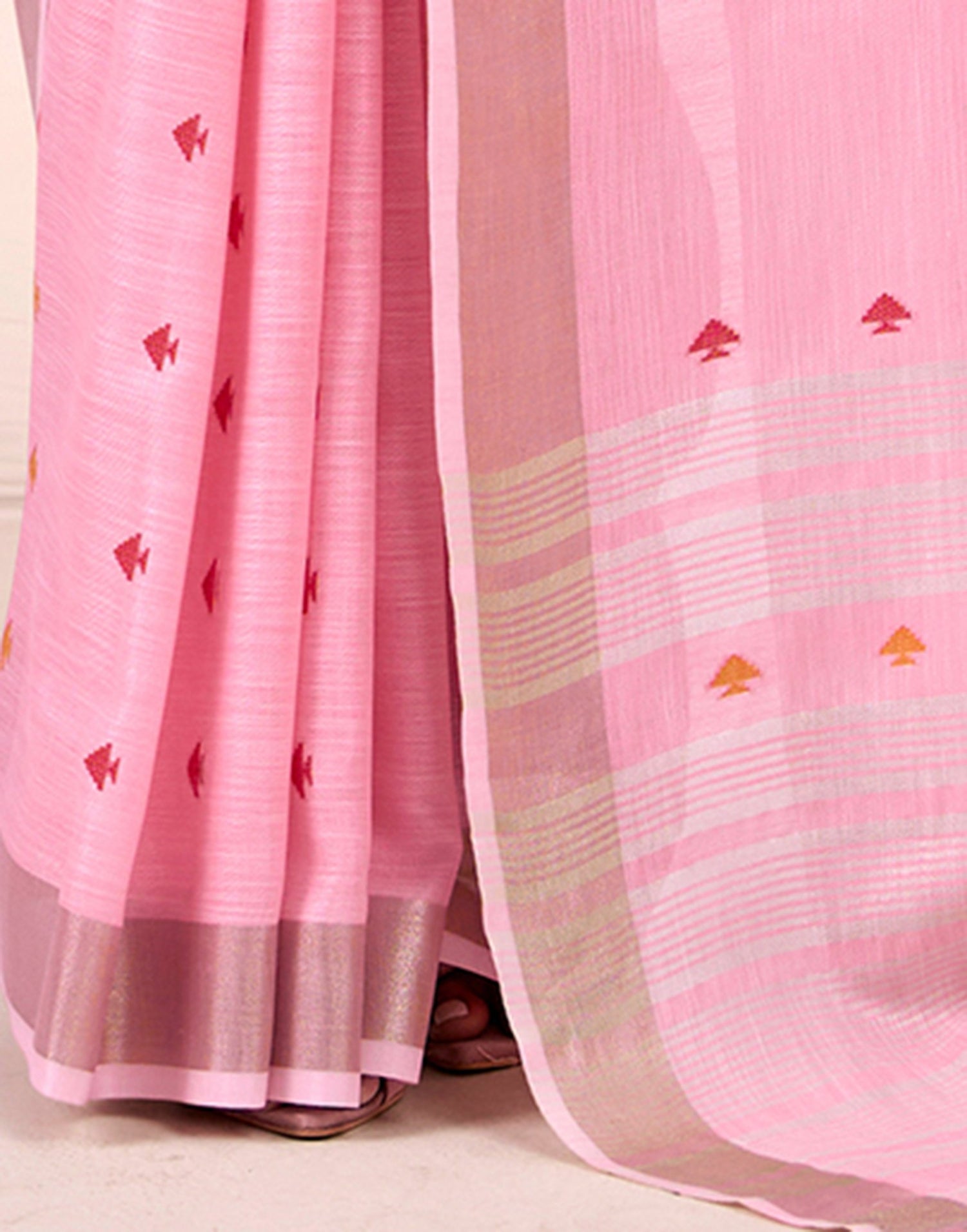 Pink Silk Woven Saree